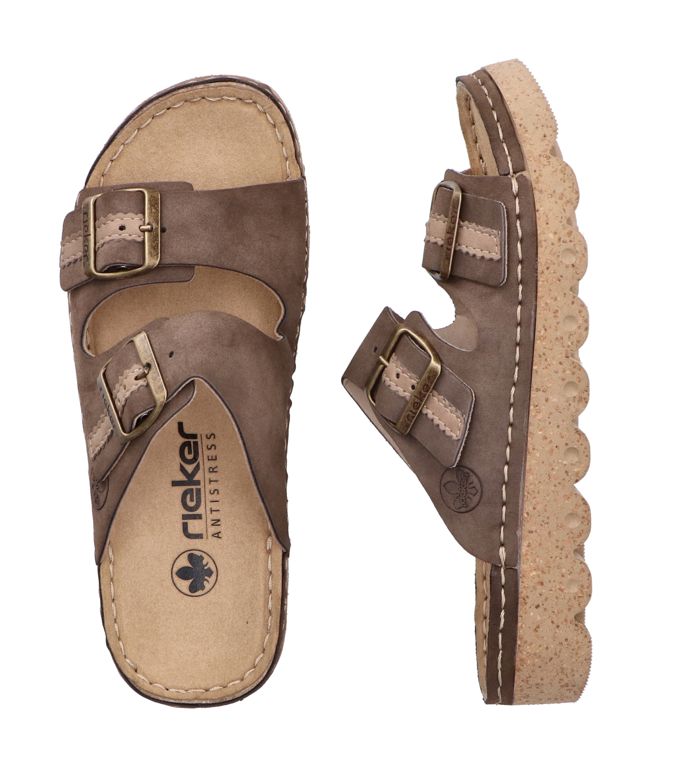 Rieker Pantolette, Sommerschuh, Schlappen, Hausschuh mit verstellbaren Schnallen
