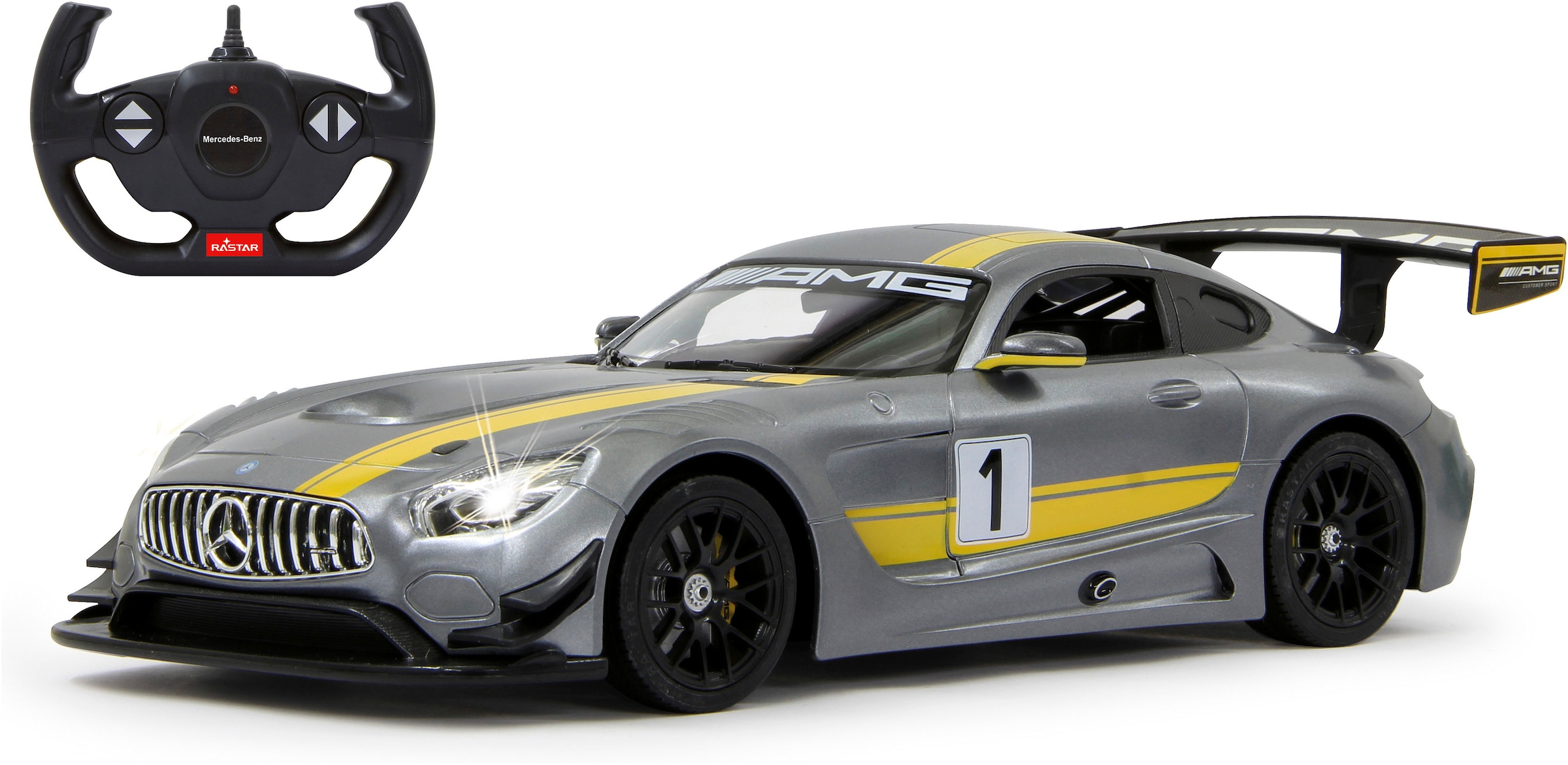 RC-Auto »Deluxe Cars, Mercedes-AMG GT3 Performance, 1:14, grau, 2,4GHz«, mit LED-Licht