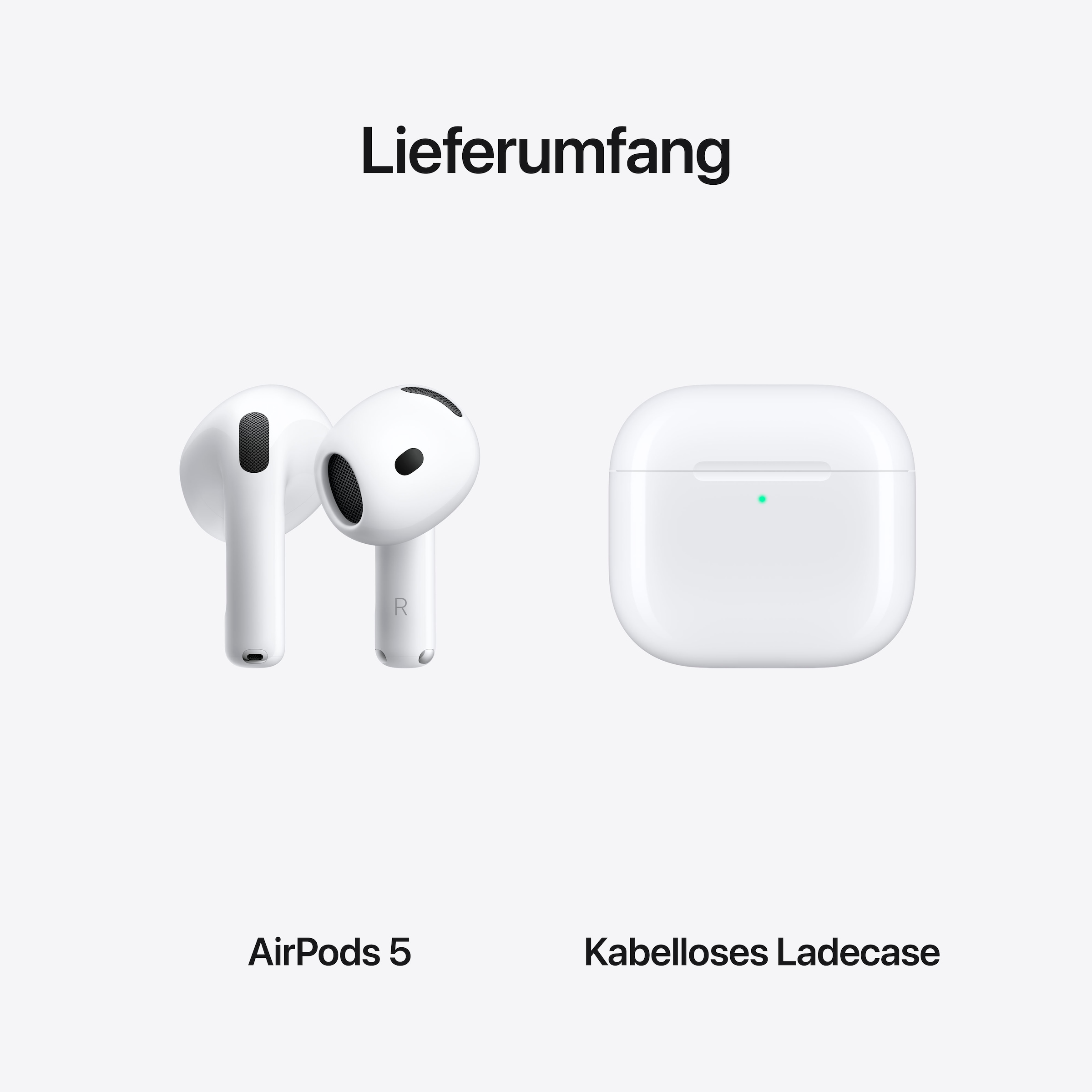 Apple wireless In-Ear-Kopfhörer »AirPods 5 mit kabellosem Ladecase« Bluetooth Active Noise Cancelling (ANC) | Freisprechfunktion | Transparenzmodus | True Wireless