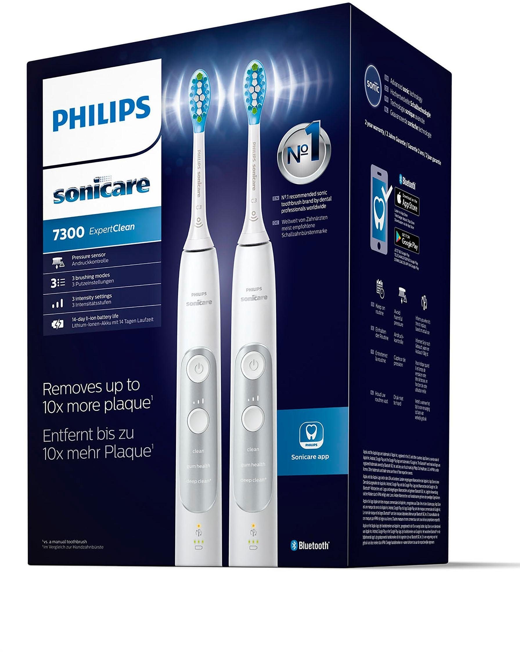 Philips Sonicare Elektrische Zahnbürste »HX9611/19«, 4 St. Aufsteckbürsten, ExpertClean 7300 Schallzahnbürste, mit 2 ExpertClean Handstücke