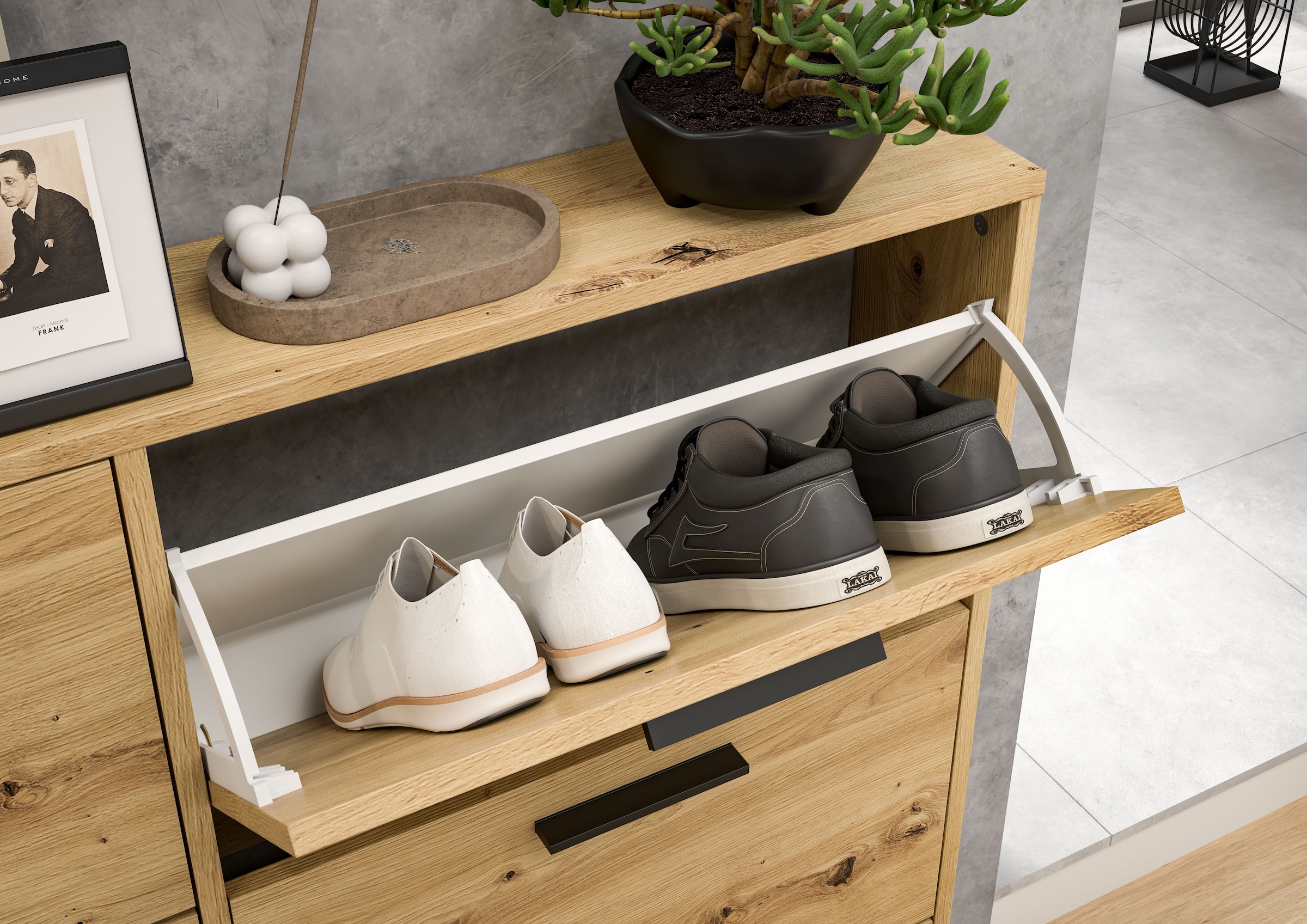 HBZ Schuhkommode »Sam Schuhkipper, Schuhschrank BxHxT 59x169x17 cm«, (1 St.), mit 5 Klappen