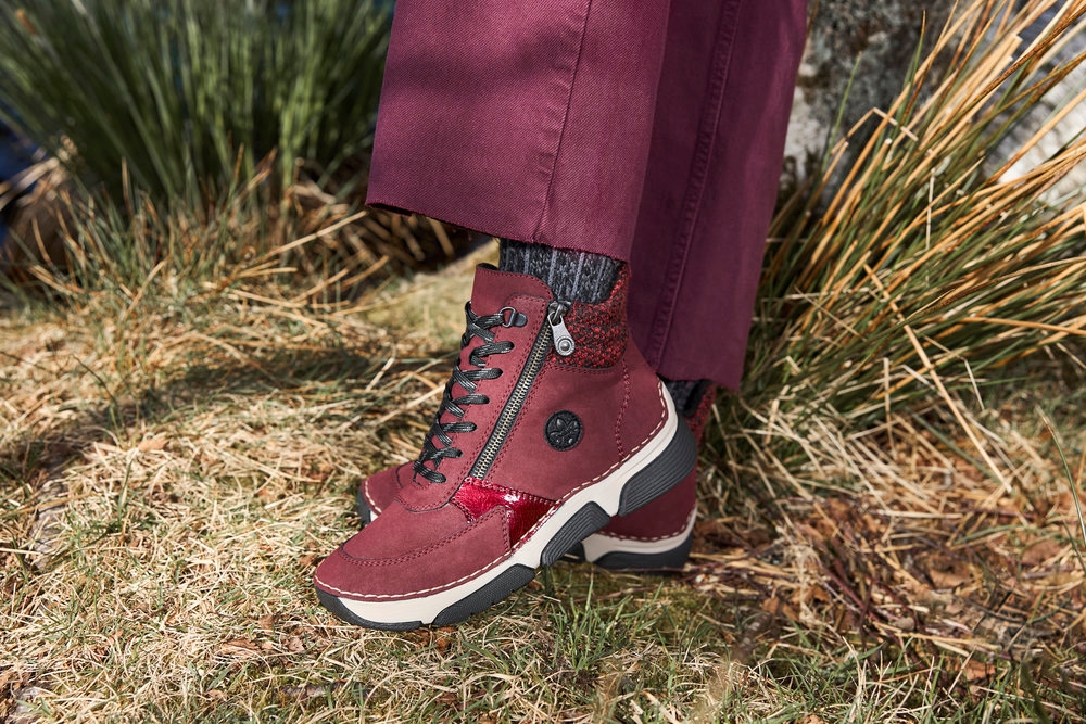 Rieker Winterboots, Schnürstiefelette, Schnürboots mit Textil-Besatz am Schaftrand