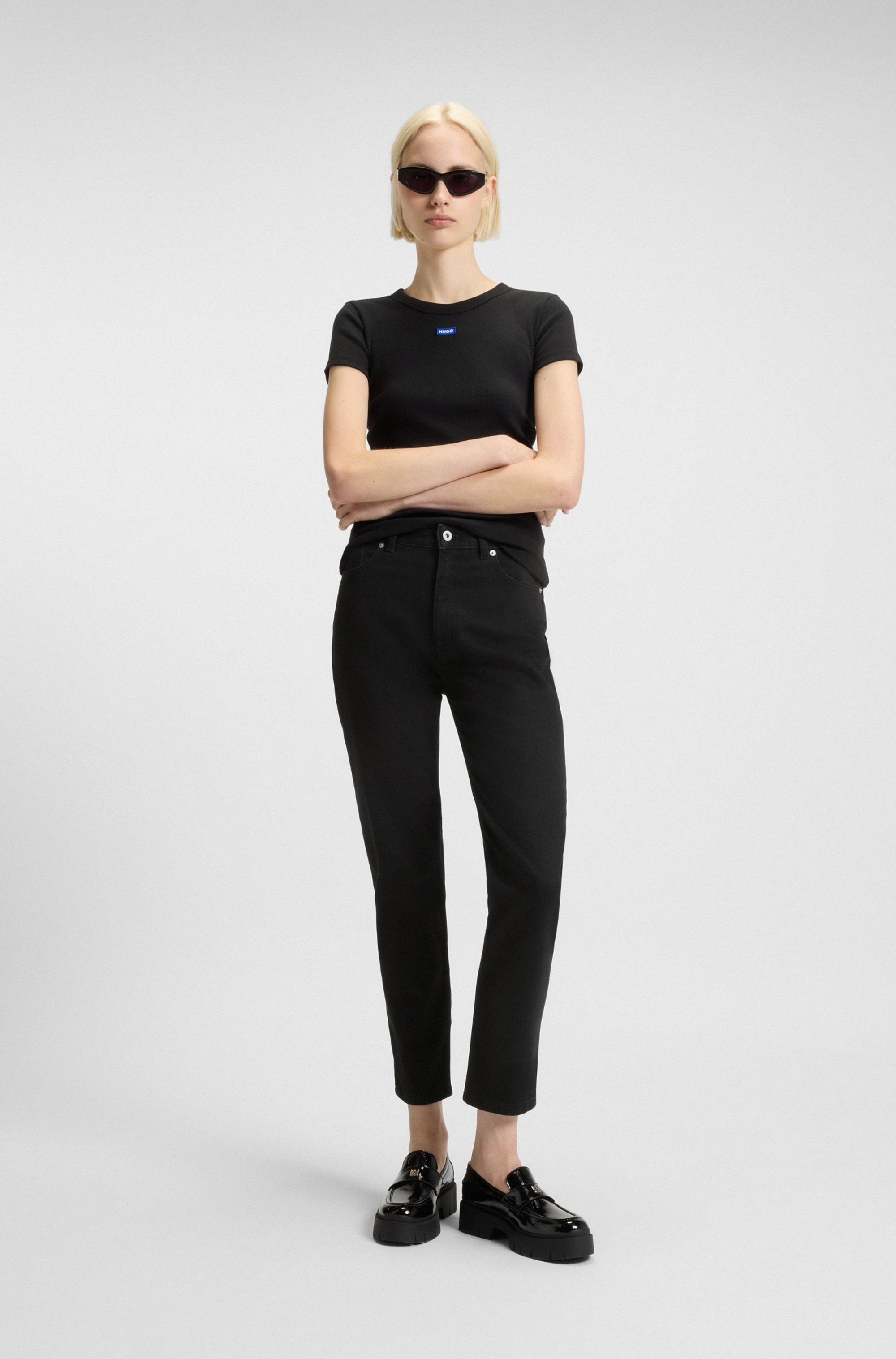 HUGO Blue Mom-Jeans »Noe«, Straight Fit Jeans mit hoher Leibhöhe