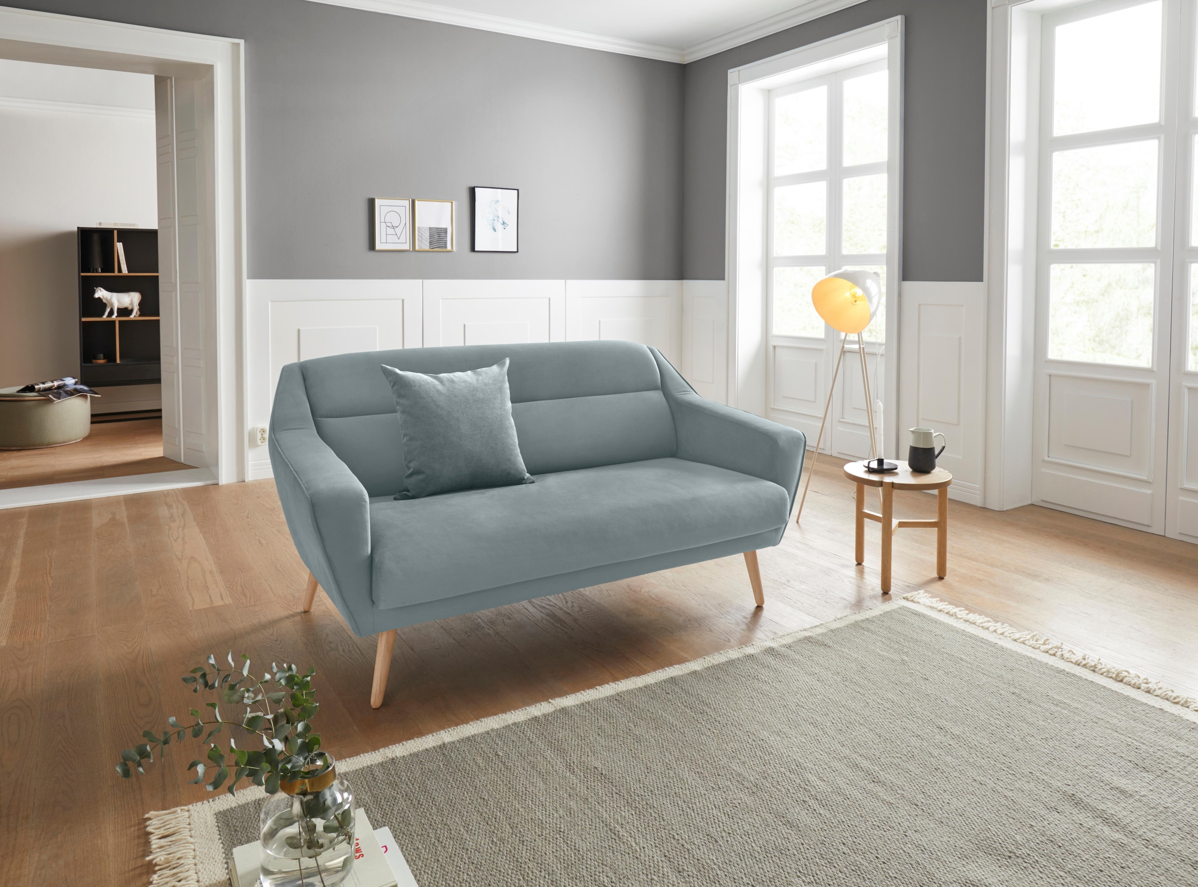 OTTO home 2-Sitzer "Bille" mit Naht im Rückenkissen und Eiche-Beinen, Desig günstig online kaufen