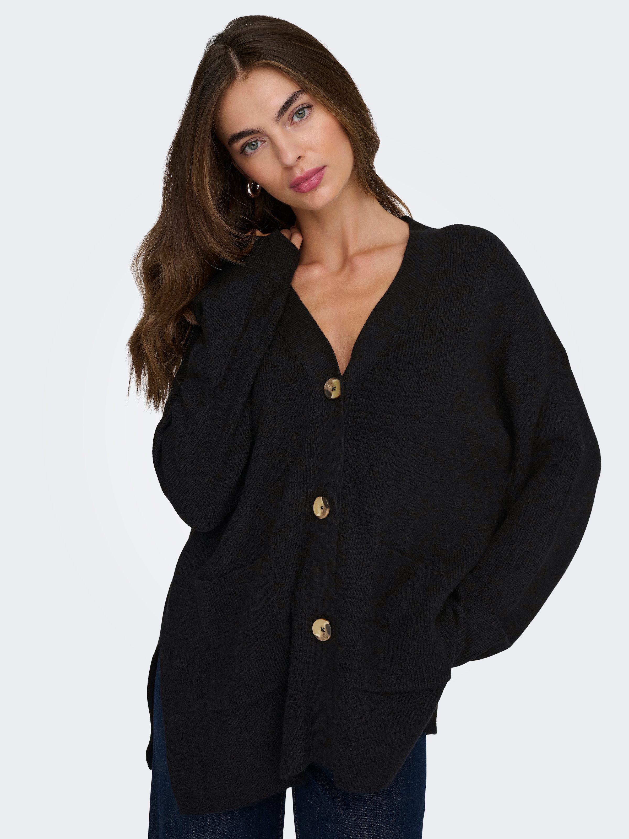 ONLY Strickjacke »ONLIBI LS RIB LOOSE CARDIGAN KNT NOOS« Viskosemischung, regular fit