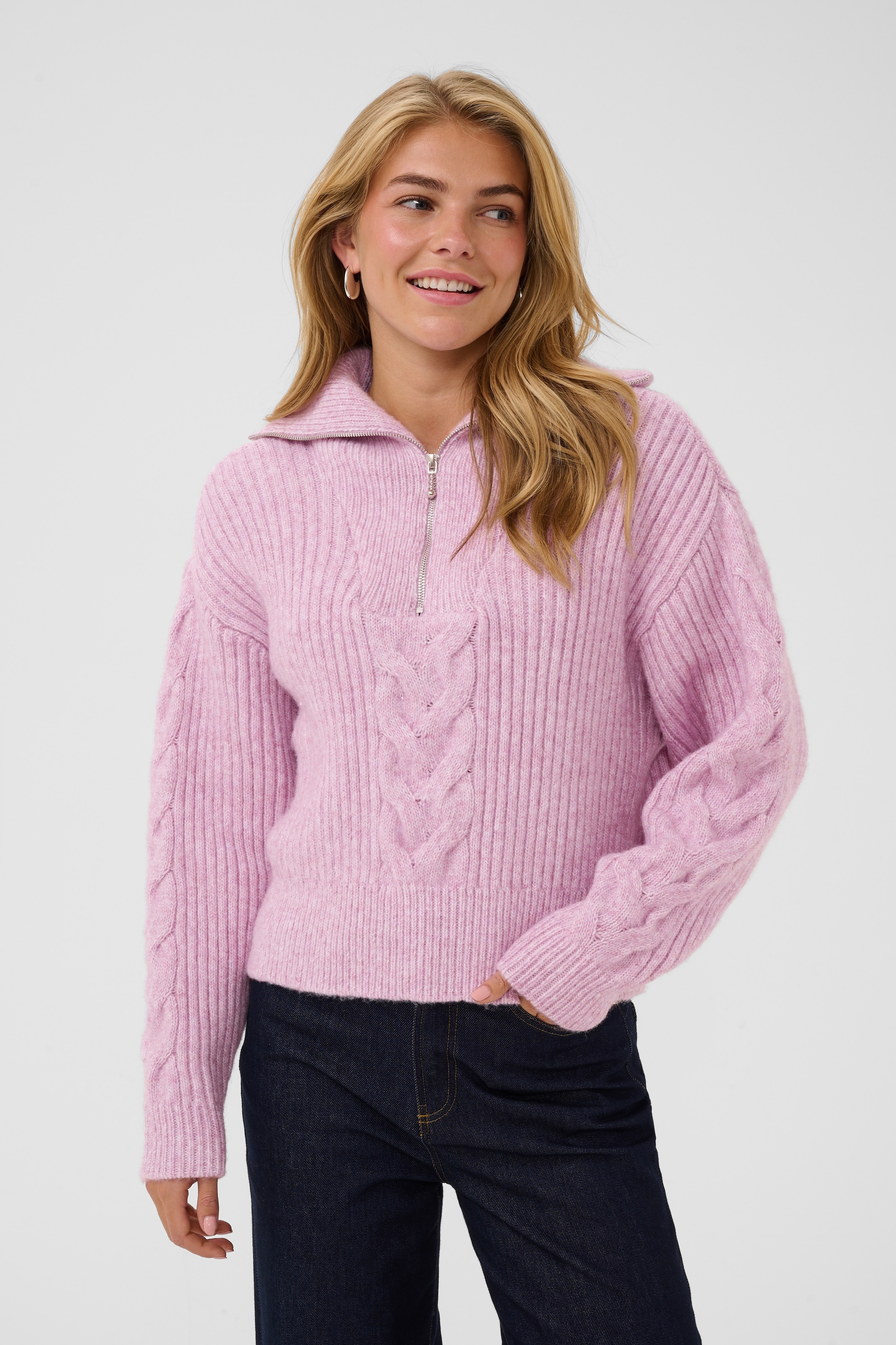 Saint Tropez "TalmaSZ Pullover" Materialmix, Regular fit, Zopfstrickmuster