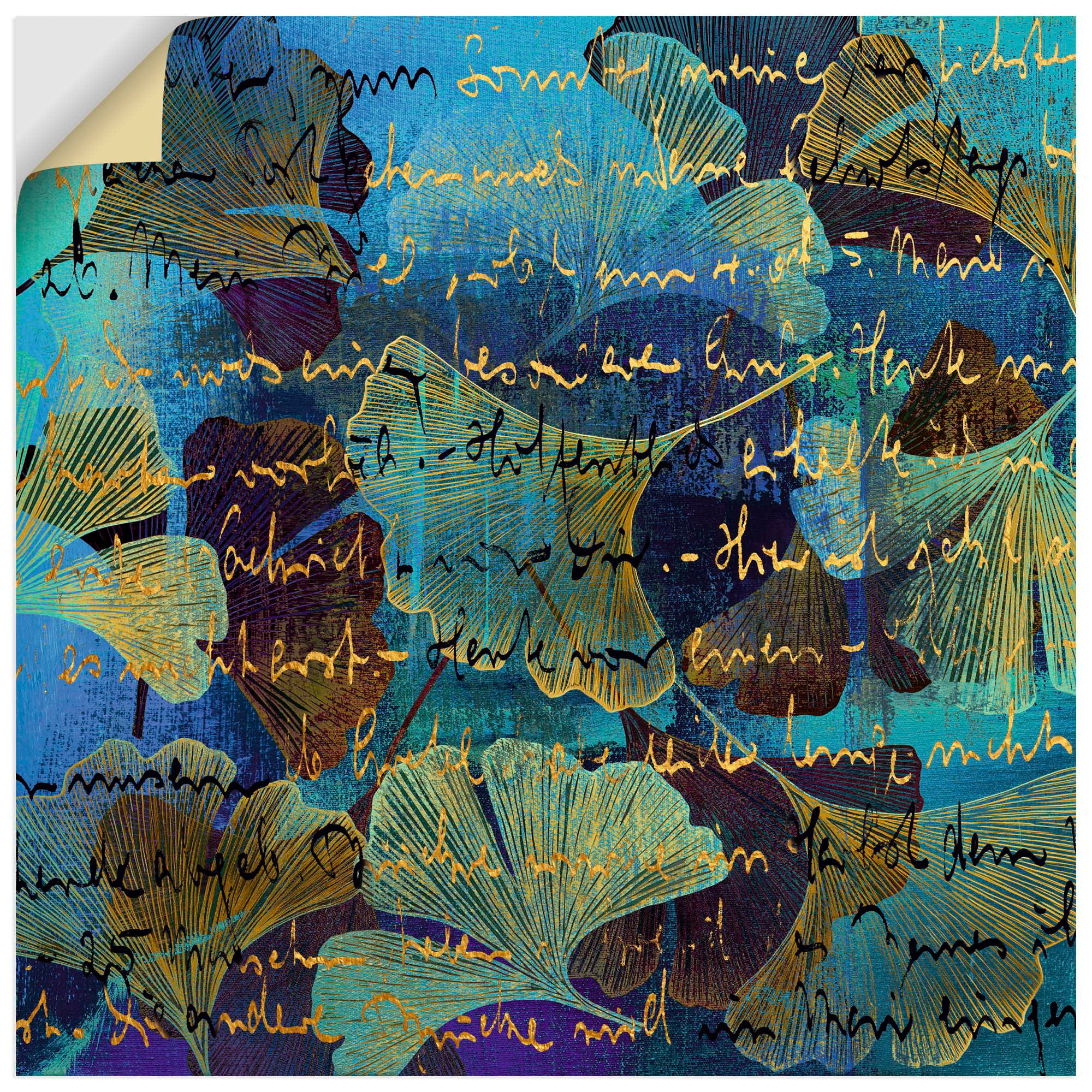 Wandbild ARTLAND "Ginko", farbe bild(er): blau, B:40cm H:40cm, Bilder, als Alubild, Leinwandbild, Poster, Wandaufkleber in verschied. Größen