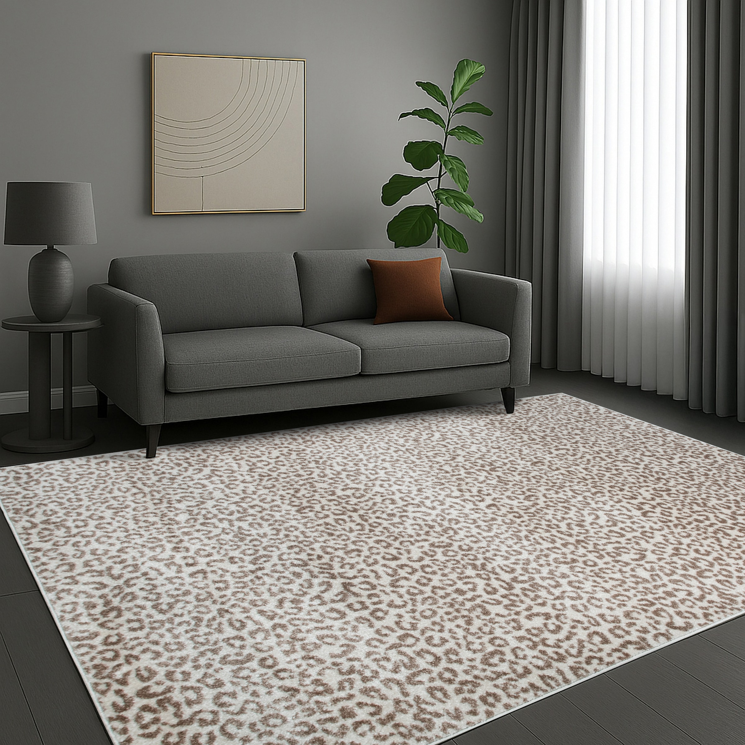OTTO home Teppich »Fynna, Leoparden-Muster, Animalprint« rechteckig 9 mm Höhe besonders weicher Flor, Wohnzimmer, Schlafzimmer, Esszimmer, Leo