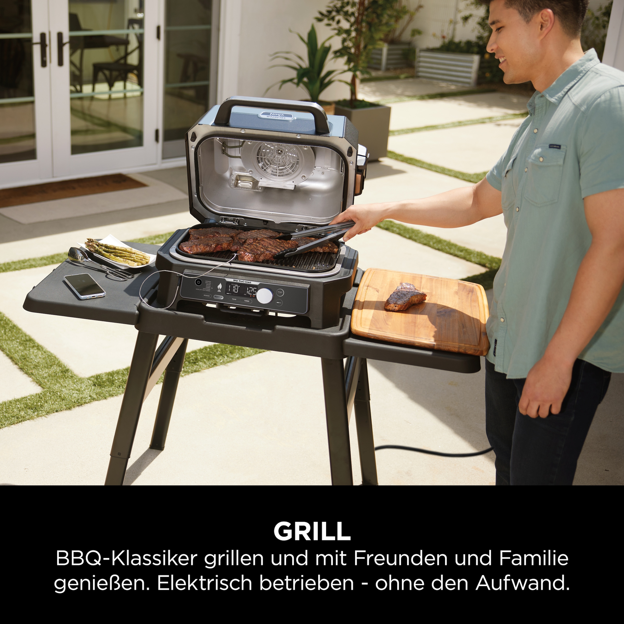 NINJA Tischgrill »Woodfire Pro Connect XL OG901EU«, 1700 W, Elektrischer Outdoor Grill & Smoker