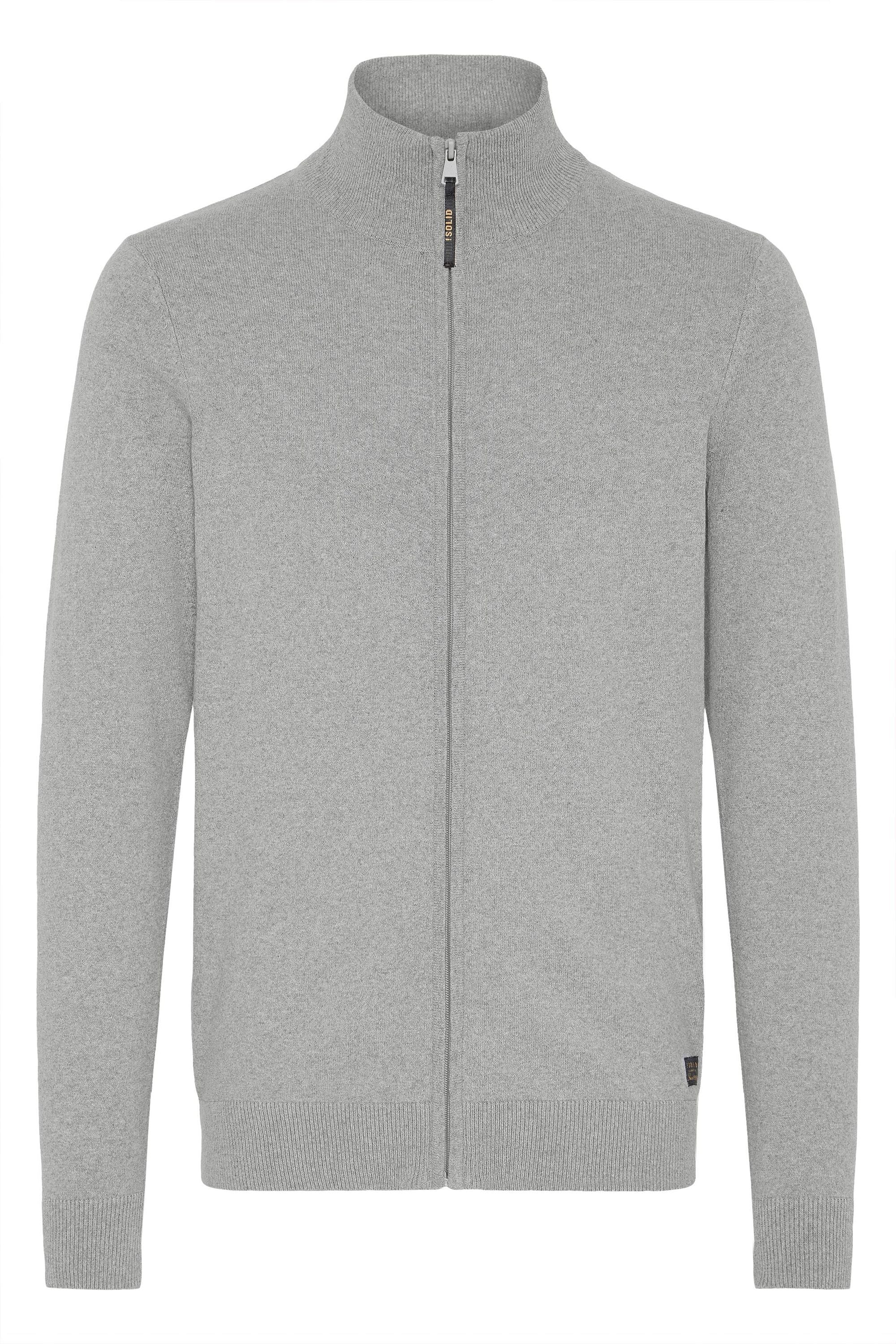 SOLID Herren Strickjacke "Trainingsjacke SDAKALAS"gray melange, Gr. L, Obermaterial: 70% Baumwolle CO recyc.. 30% Polyester Pol. recyc.., Strickjacken