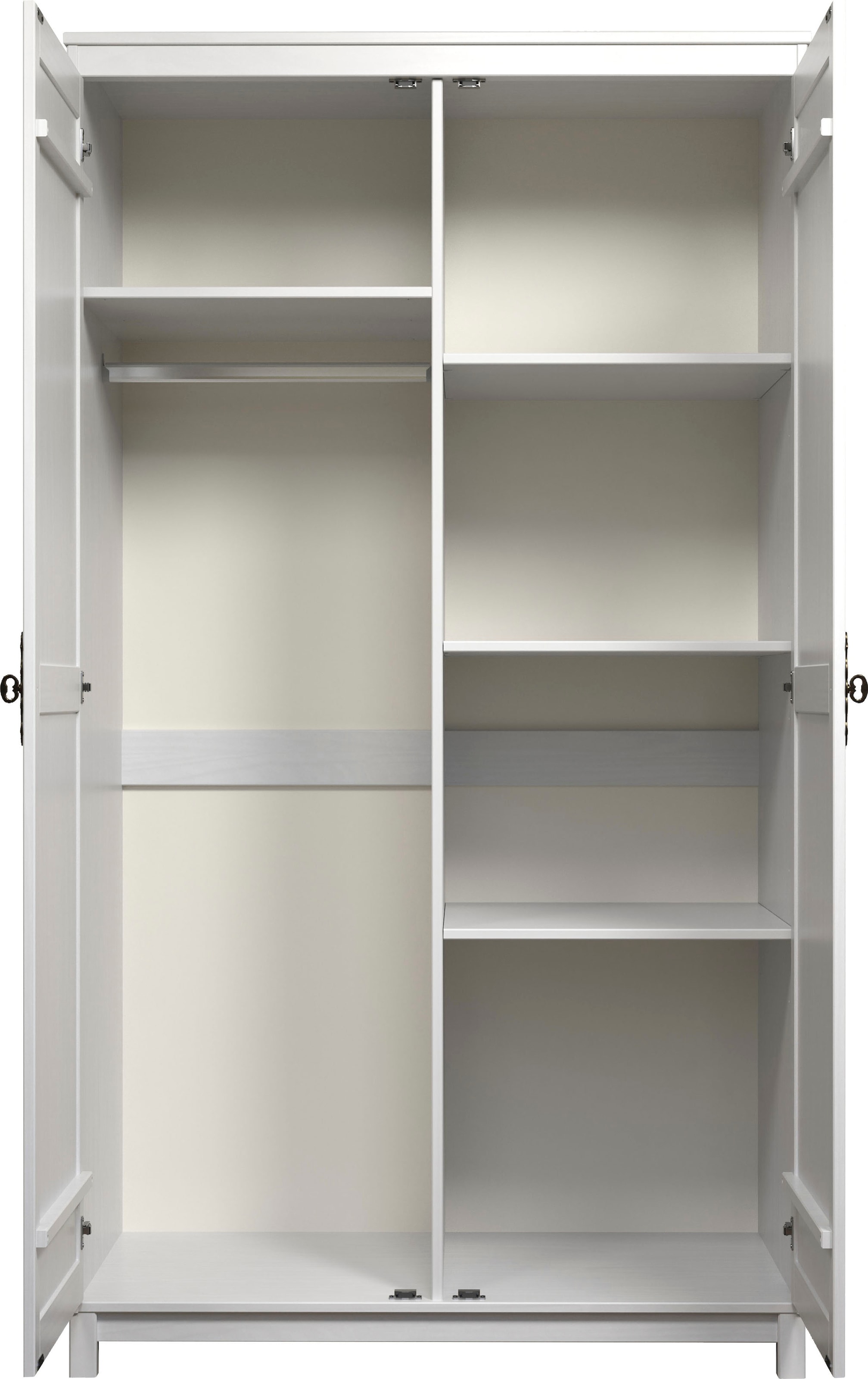 Home affaire Kleiderschrank »Sandnes«, (1 St.), Massivholz Schlafzimmerschrank mit besonderen Metallgriffen