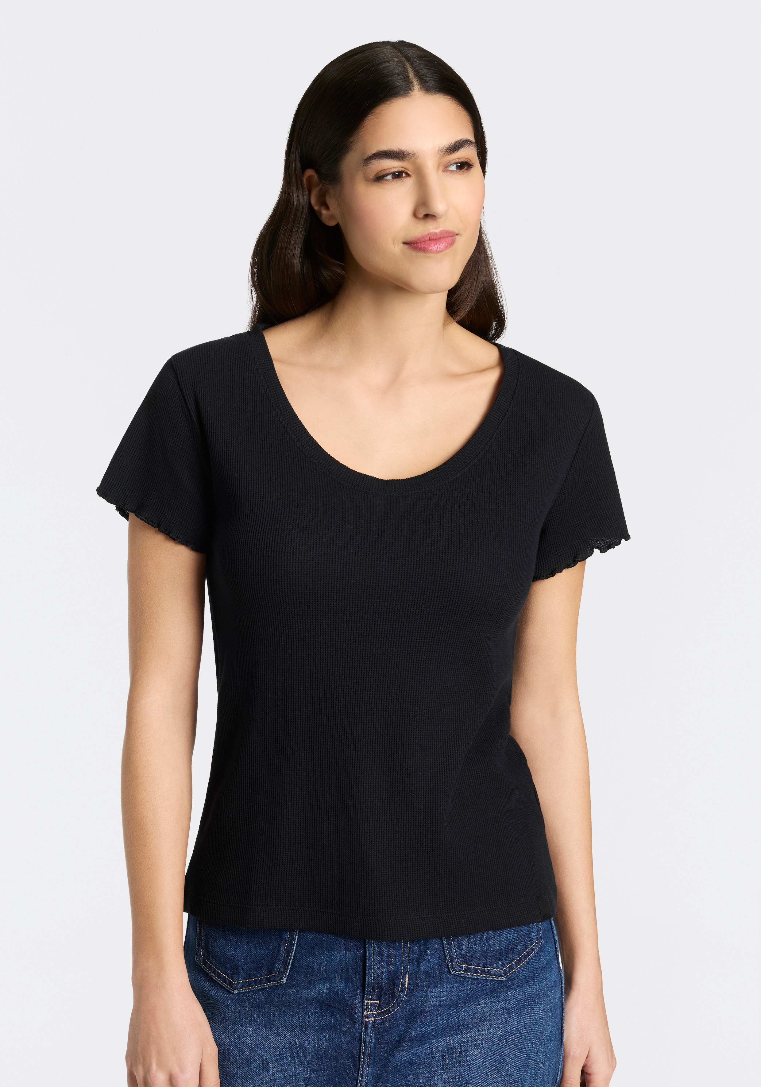 BOSS "Cosy Waffle T-Shirt" aus Baumwoll-Mix mit Waffelstruktur
