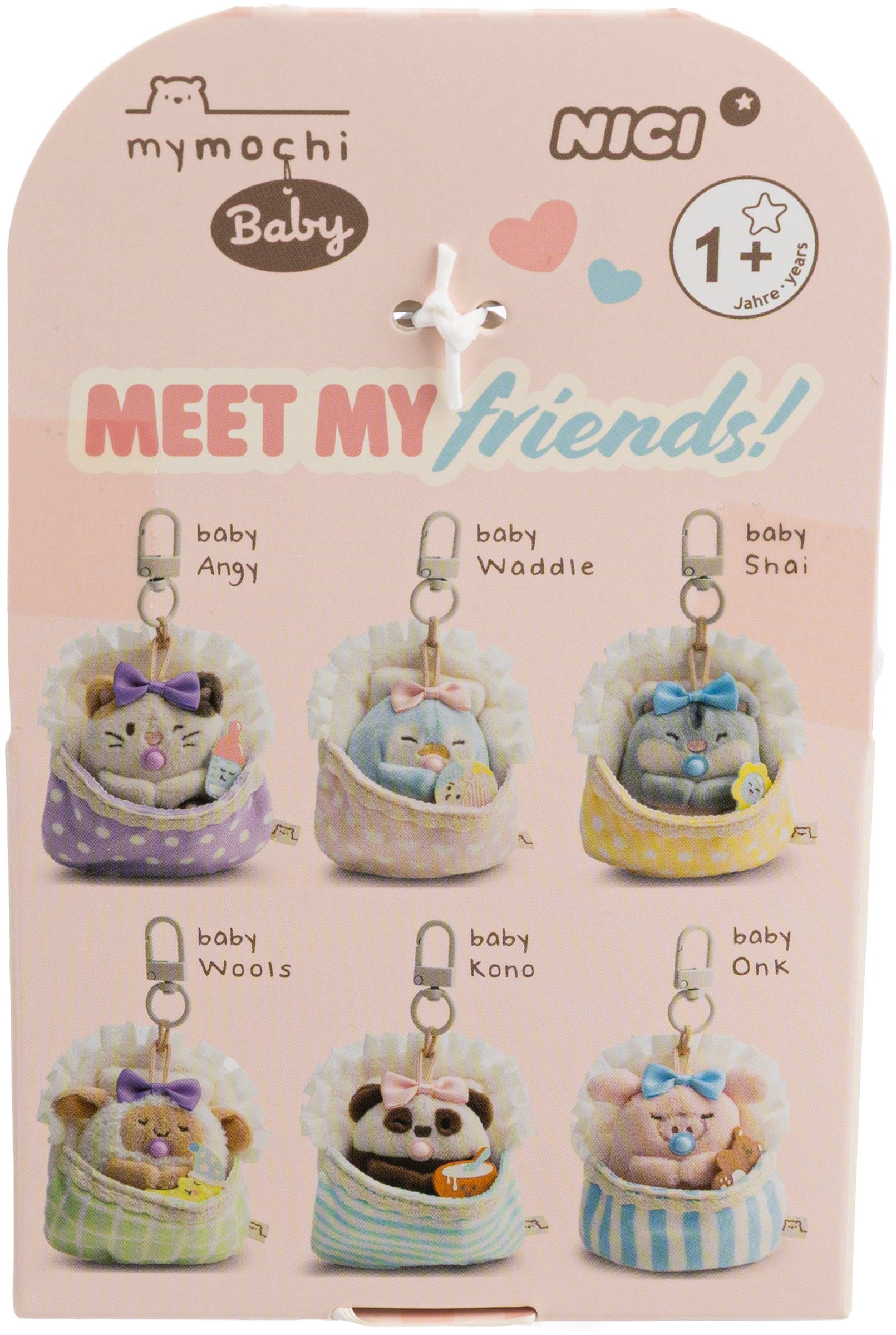 Nici »mymochi, Set Katze Angy 7cm mit Babyflasche & Bettchen mit Karabiner« in Geschenkbox