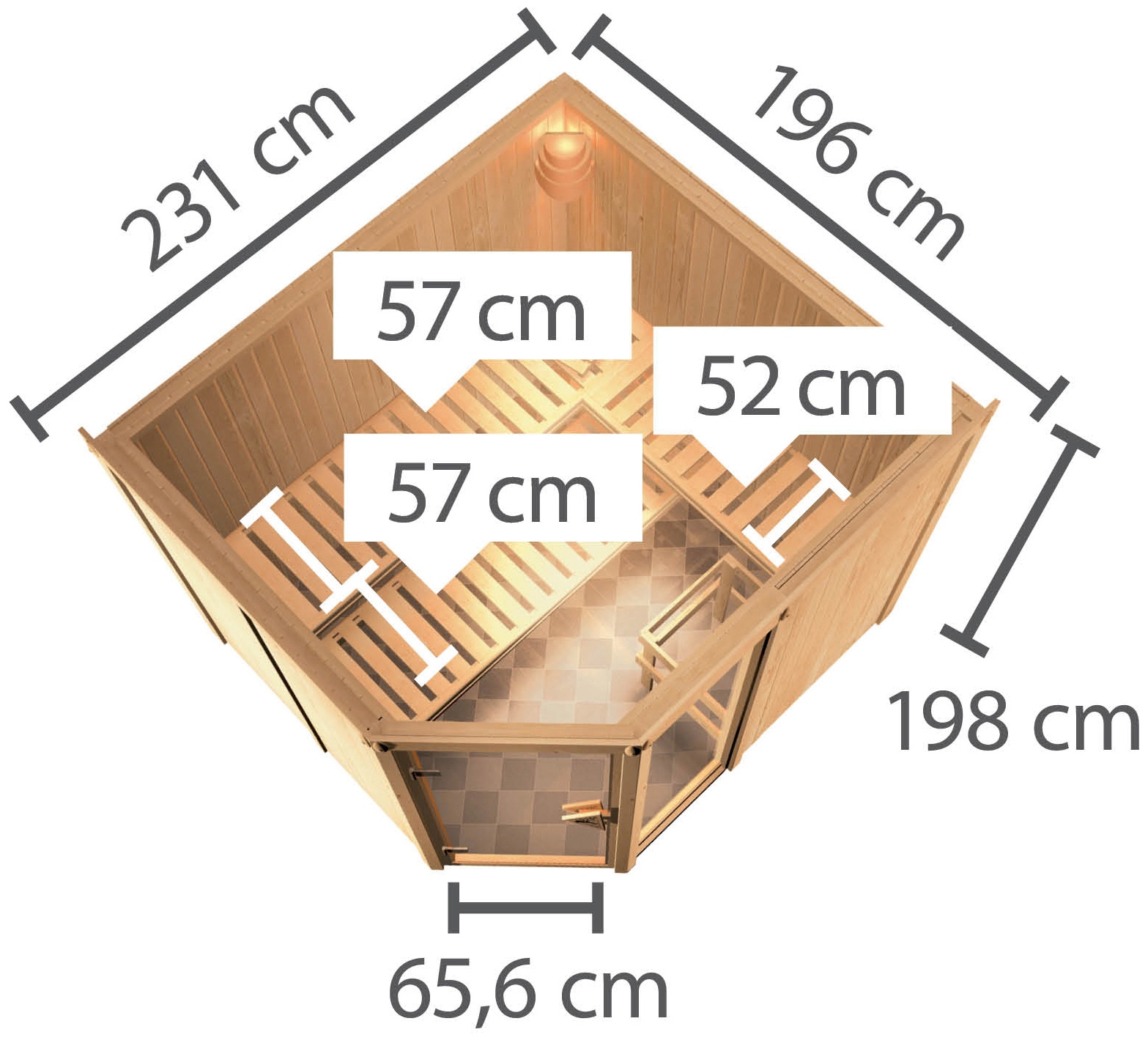 Karibu Sauna »Frigga 3«, 9-kW-Ofen mit integrierter Steuerung