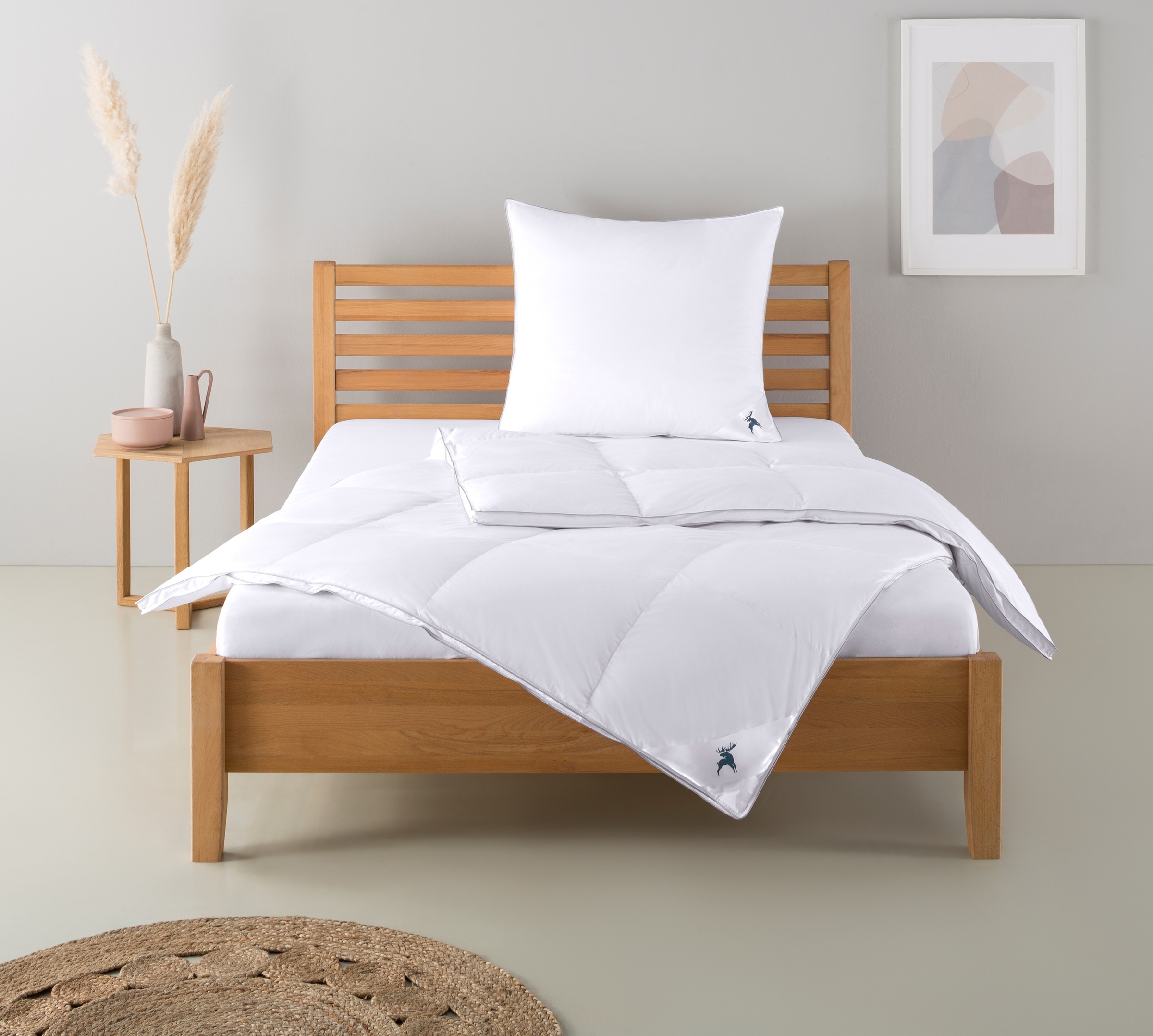 OTTO home Daunenbettdecke + Kopfkissen "Lodiken, Bettdecke 135x200 cm, 155x220 cm, Decke Made in Germany" Set mit Kissen 40x80 cm, 80x80 cm, Frühling, Sommer, Herbst, Winter