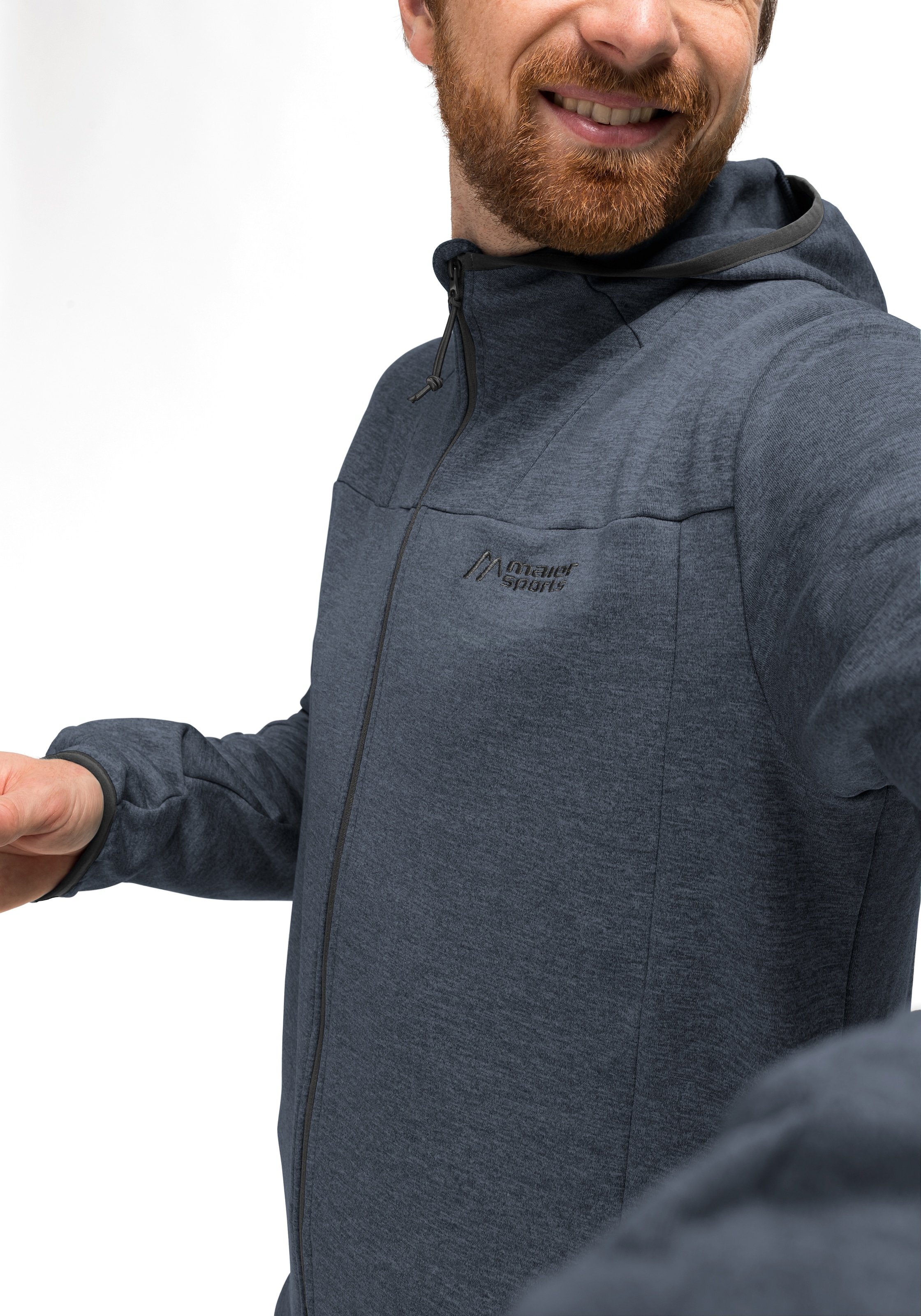 Maier Sports Fleecejacke »Fave M«, Herren Fleece mit verstellbarer Kapuze, atmungsaktiver Zip-Hoodie