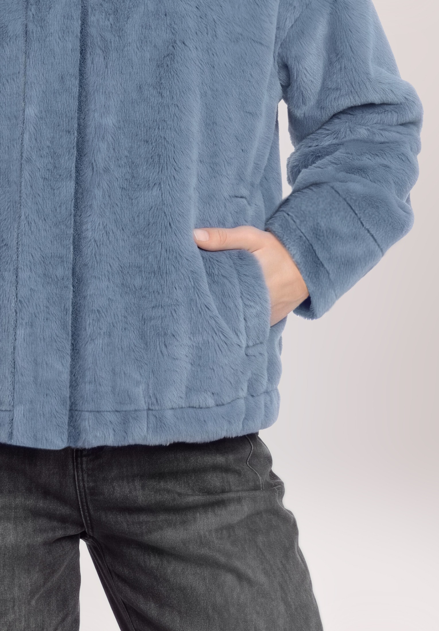 Cartoon Fellimitatjacke »Damen mit Kapuze« mit Kapuze