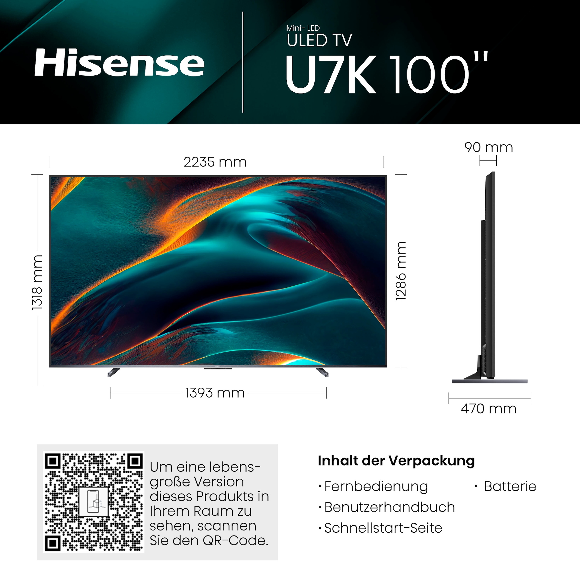 Hisense Mini-LED-Fernseher, 253 cm/100 Zoll, 4K Ultra HD, Smart-TV, 4K UHD