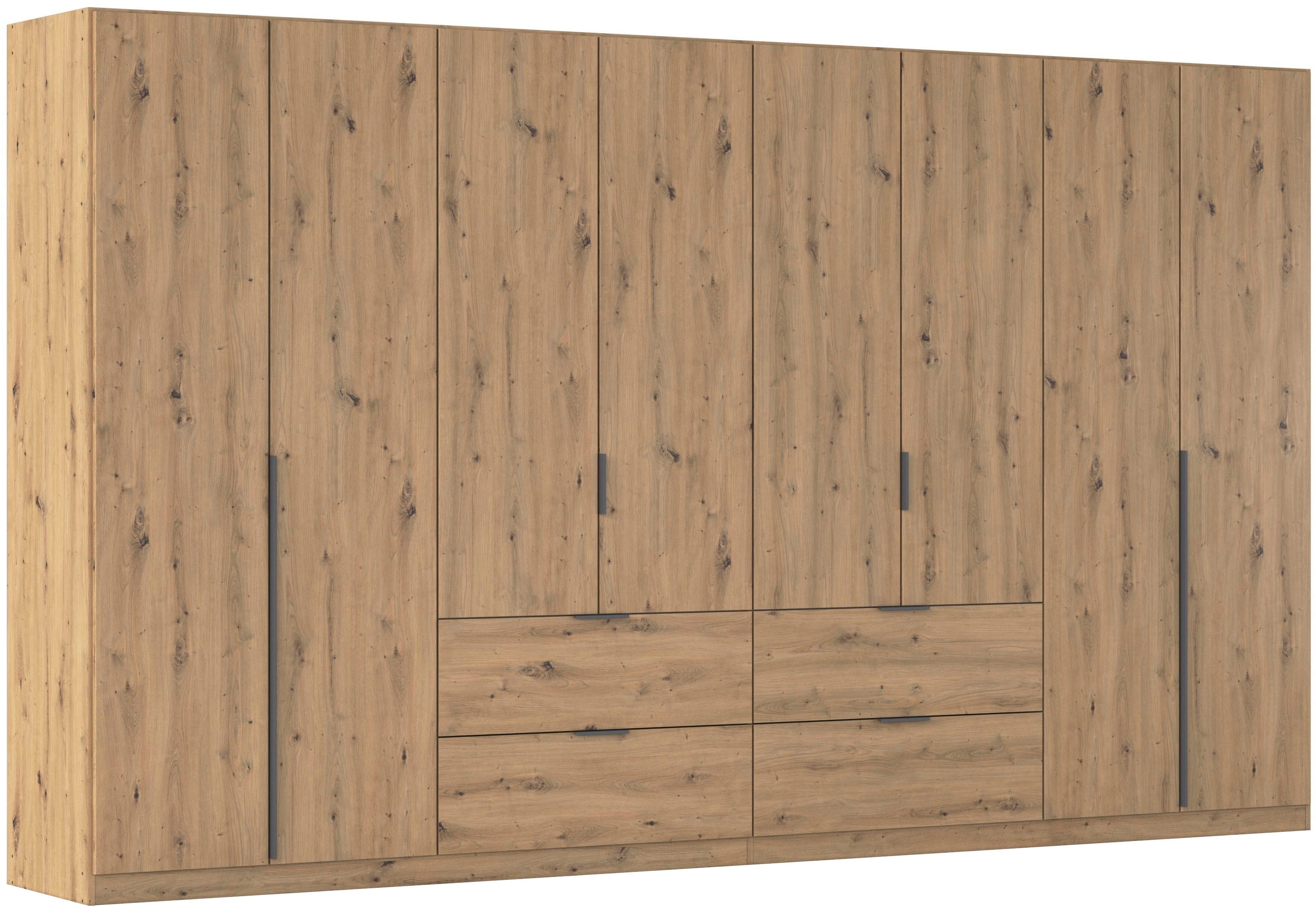 OTTO home Drehtürenschrank "Kleiderschrank Schrank Garderobe AGORDO mit Dekor- oder Hochglanzfront" in zwei Griff-Farben, Breite 360 cm, mit Außenschubkästen, Serie in 7 Breiten und 2 Höhen MADE IN GERMANY