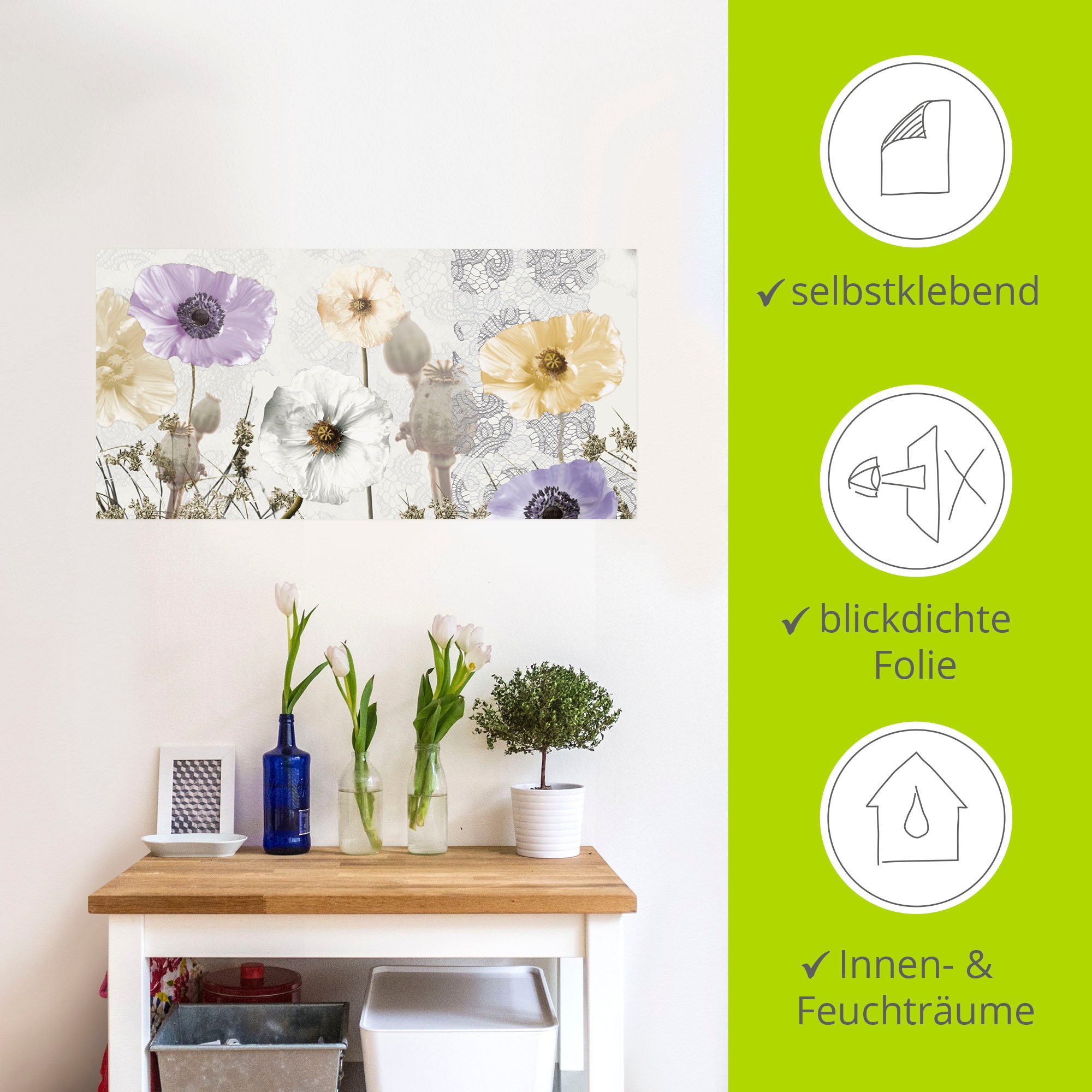 Artland Wandbild »Glänzende Mohnblumen«, Blumen, (1 St.), als Alubild, Outdoorbild, Leinwandbild, Wandaufkleber, versch. Größen