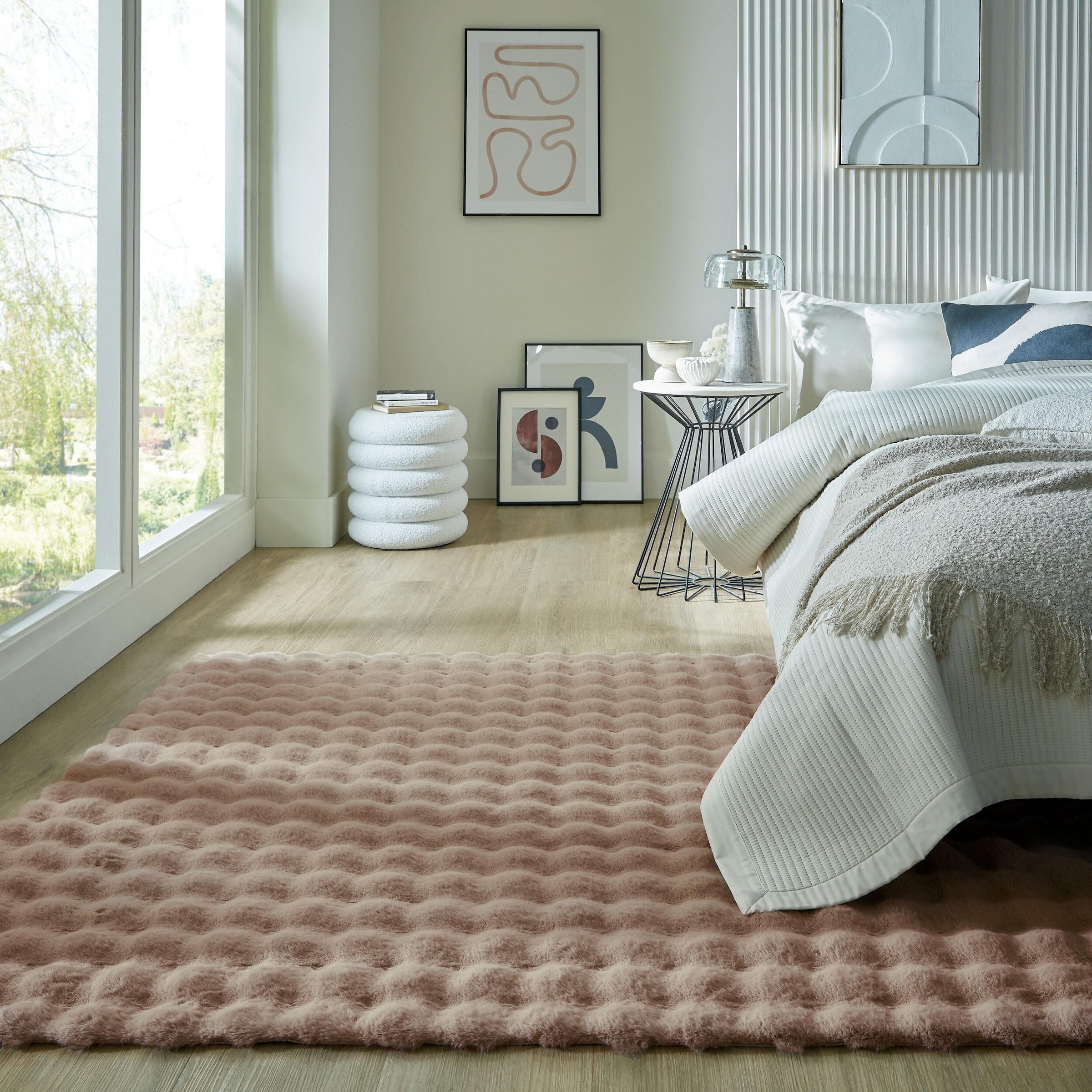 FLAIR RUGS Hochflor-Teppich »Waffle Faux Fur«, rechteckig, 35 mm Höhe, Waffelmuster, waschbarer Kunstpelzteppich