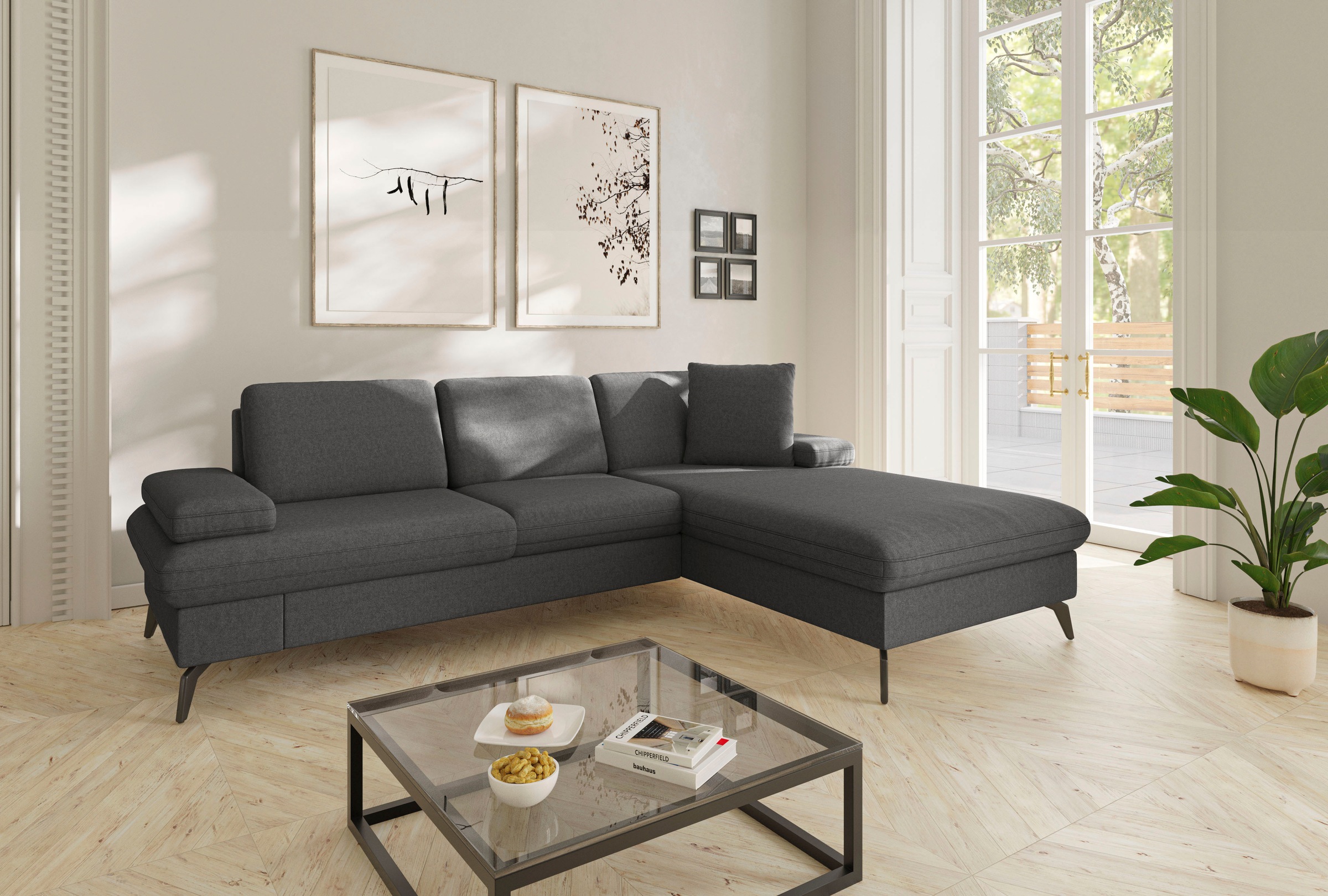 sit&more Ecksofa "Morris Jubi L-Form, B: 247 cm" mit Armteilfunktion & 1 Zierkissen, optional Schlaffunktion