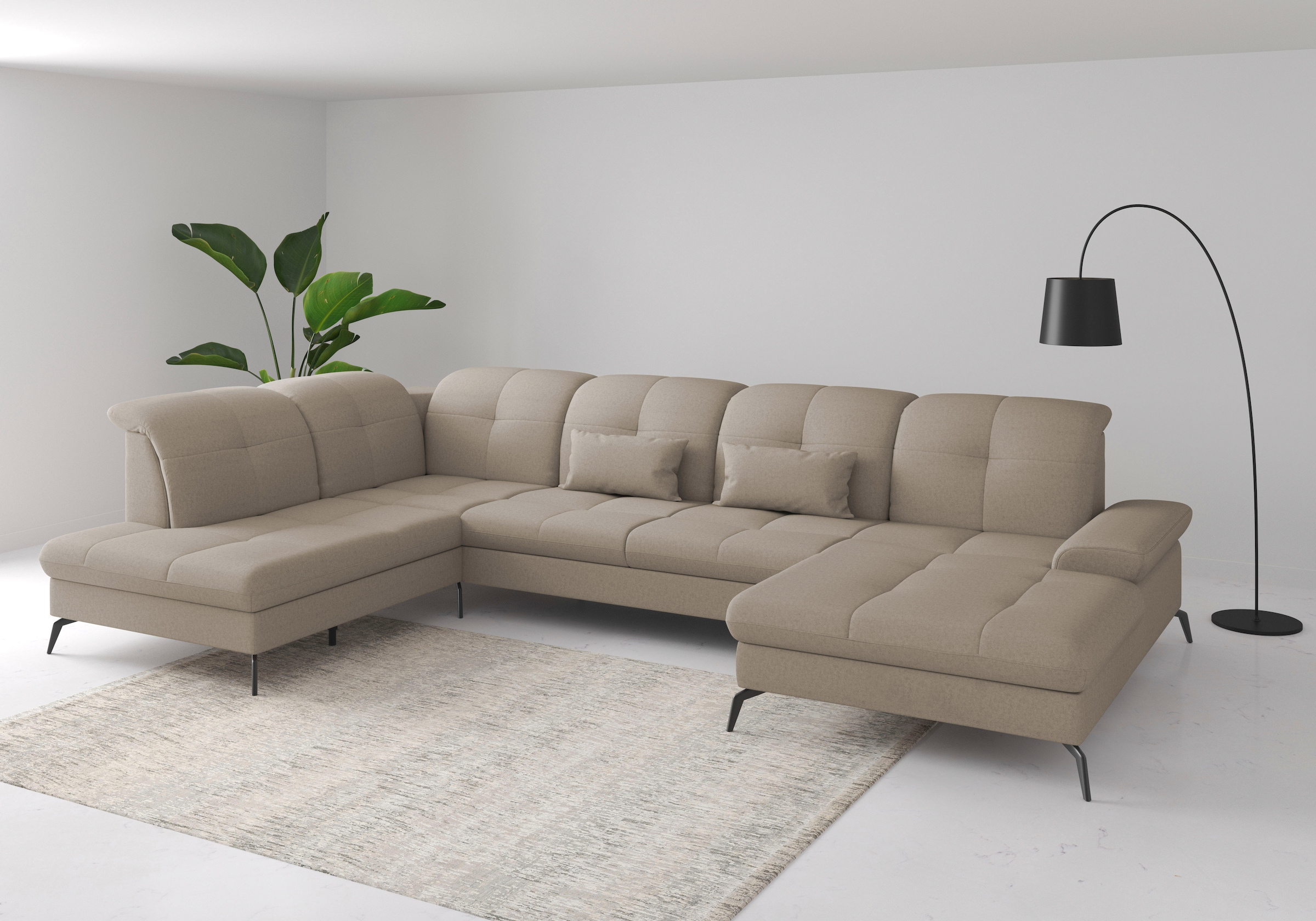 sit&more Wohnlandschaft "Amica, U-Form, inkl. Sitztiefenverstellung und Armteilverstellung" wahlweise mit Kopfteilverstellung, Schlaffunktion und Bettkasten