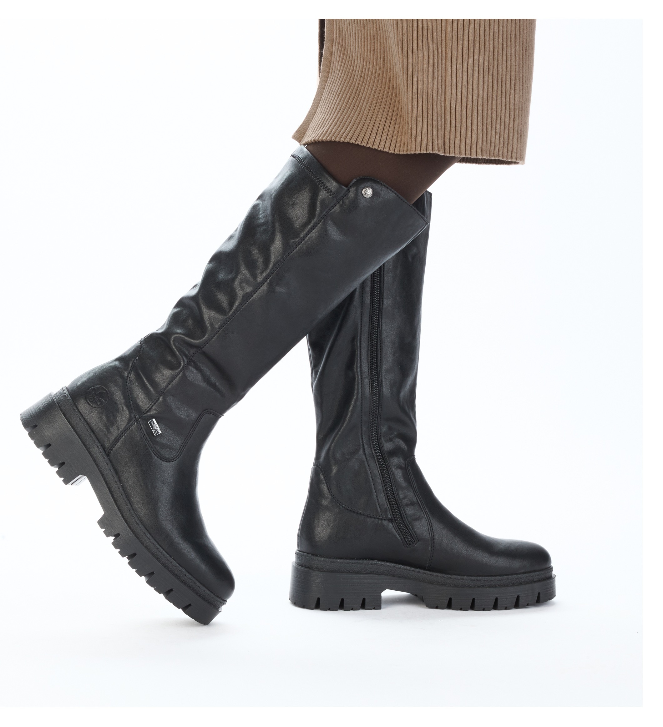 Rieker Winterstiefel, Langschaftstiefel, Plateaustiefel mit Stretch am Schaft, TEX-Membrane