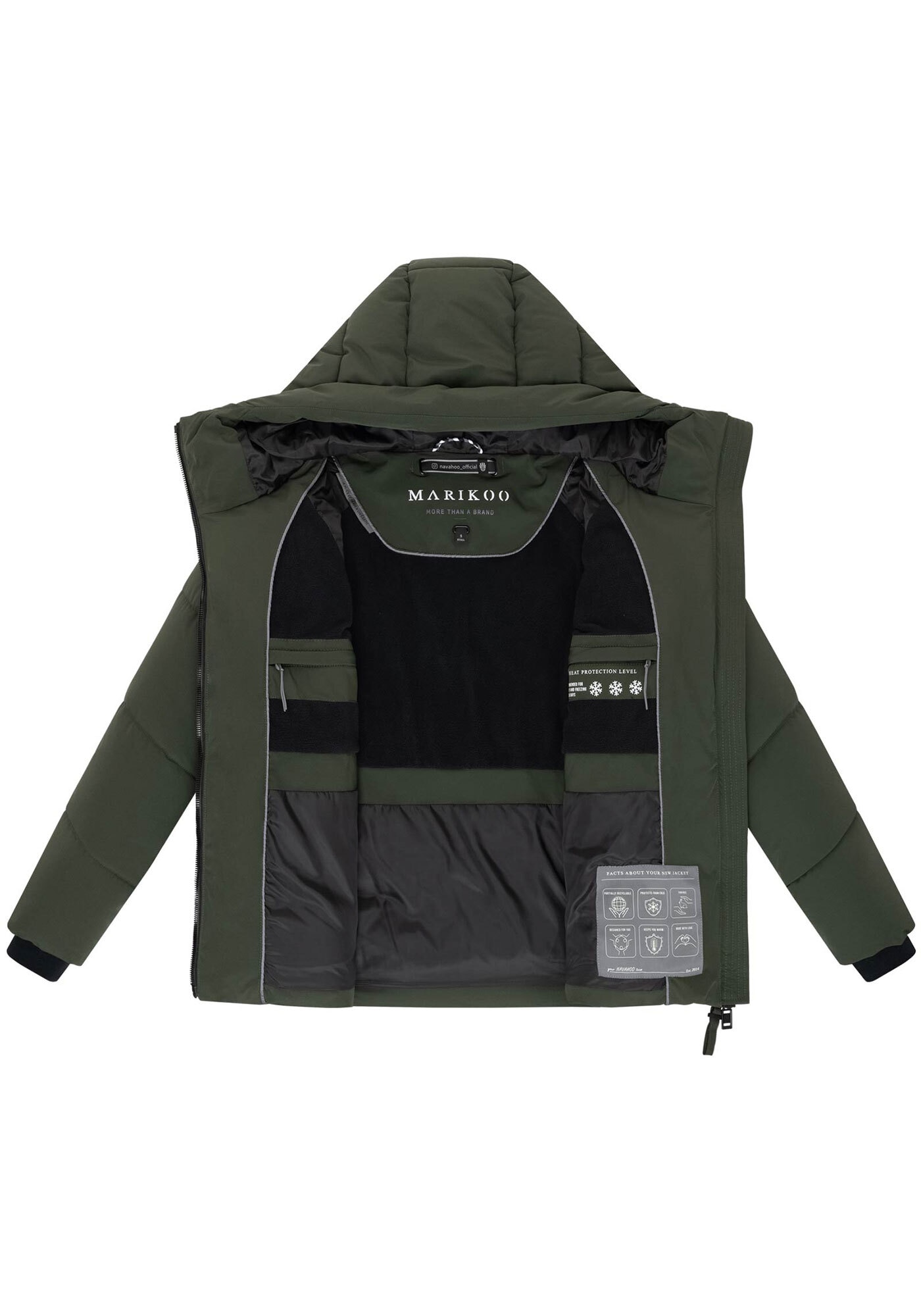 Marikoo Winterjacke »Kwamee«, Schräg gesteppte Winterjacke mit fester Kapuze