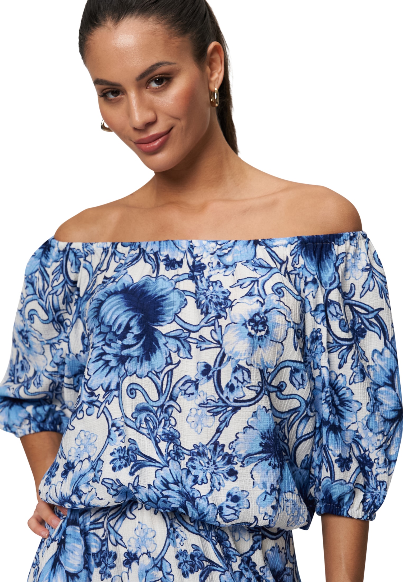 Zero Carmenbluse »zero Carmenbluse mit Blumendruck«