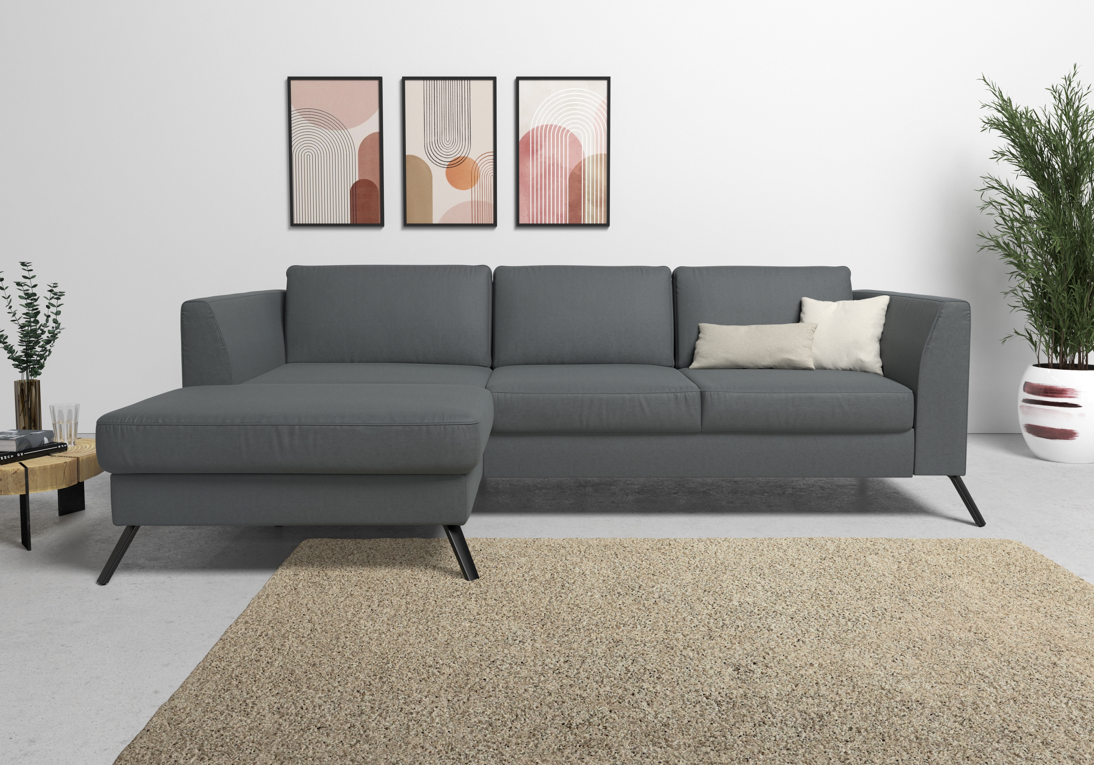 sit&more Ecksofa "Olsen L-Form" inklusive Sitztiefenverstellung, optional Schlaffunktion, 15cm hoch