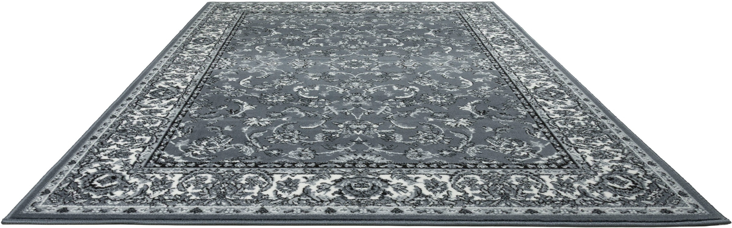 Teppich OTTO HOME "Ezzo, mit Bordüre, Kurzflor, Made in Belgium", grau, B:80cm H:7mm L:150cm, Polypropylen, Teppiche, Teppich, Orient-Optik, Teppich, Wohnzimmer, Esszimmer, Schlafzimmer 3