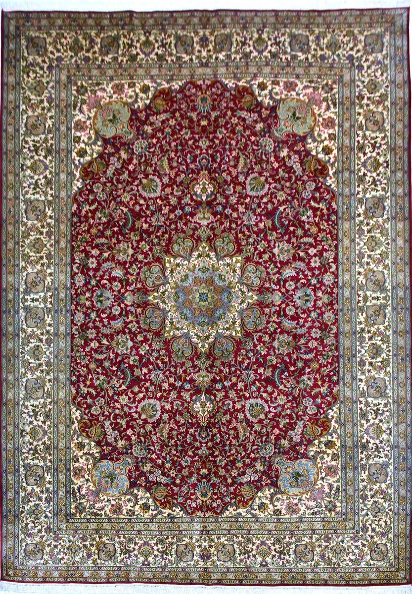 Kayoom Seidenteppich »Kashan 999x11«, rechteckig, 10 mm Höhe, Einzelstück mit Zertifikat, Wohnzimmer