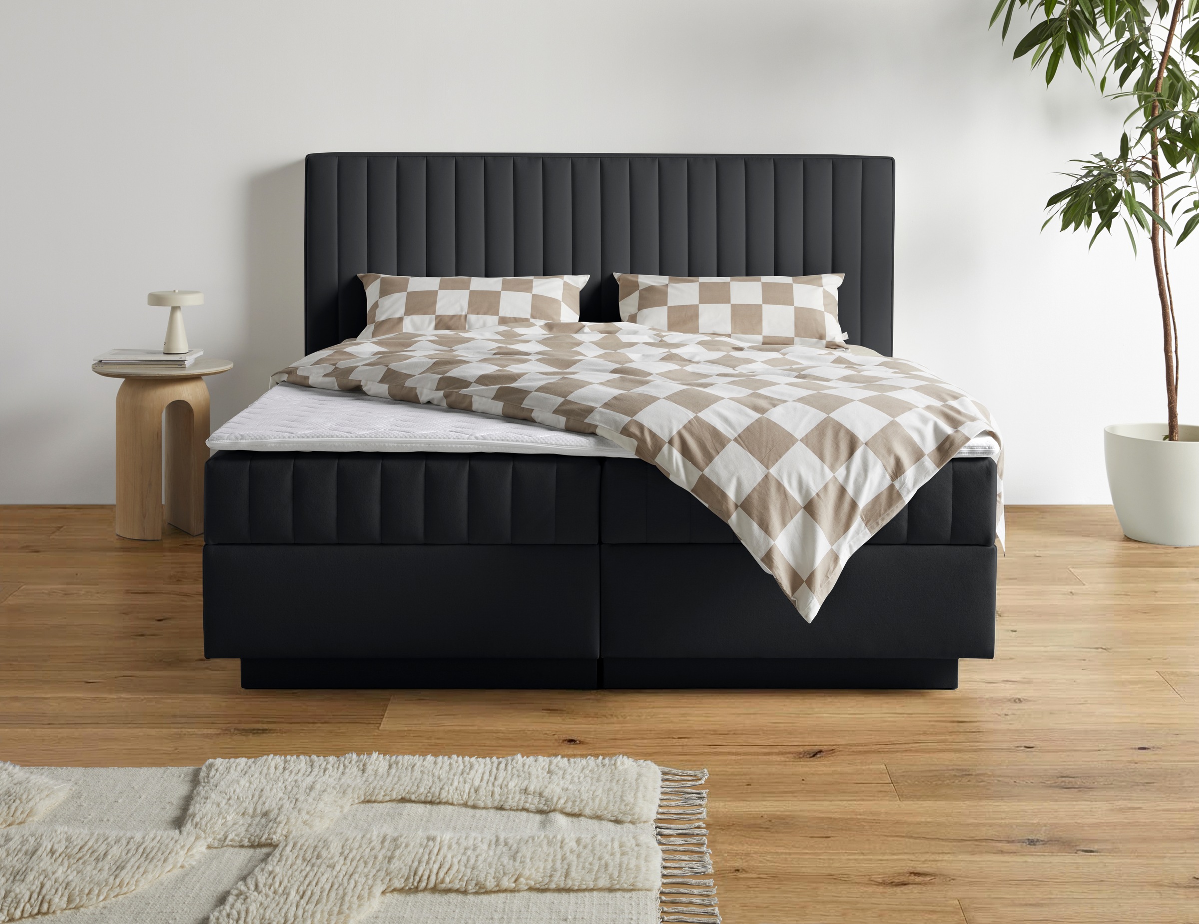 Boxbett HOMSY BY ANA JOHNSON "Moonio inkl. Bettkasten", anthrazit, B:207cm L:214cm, Komplettbetten, erhältlich in verschiedenen Breiten und Härtegraden