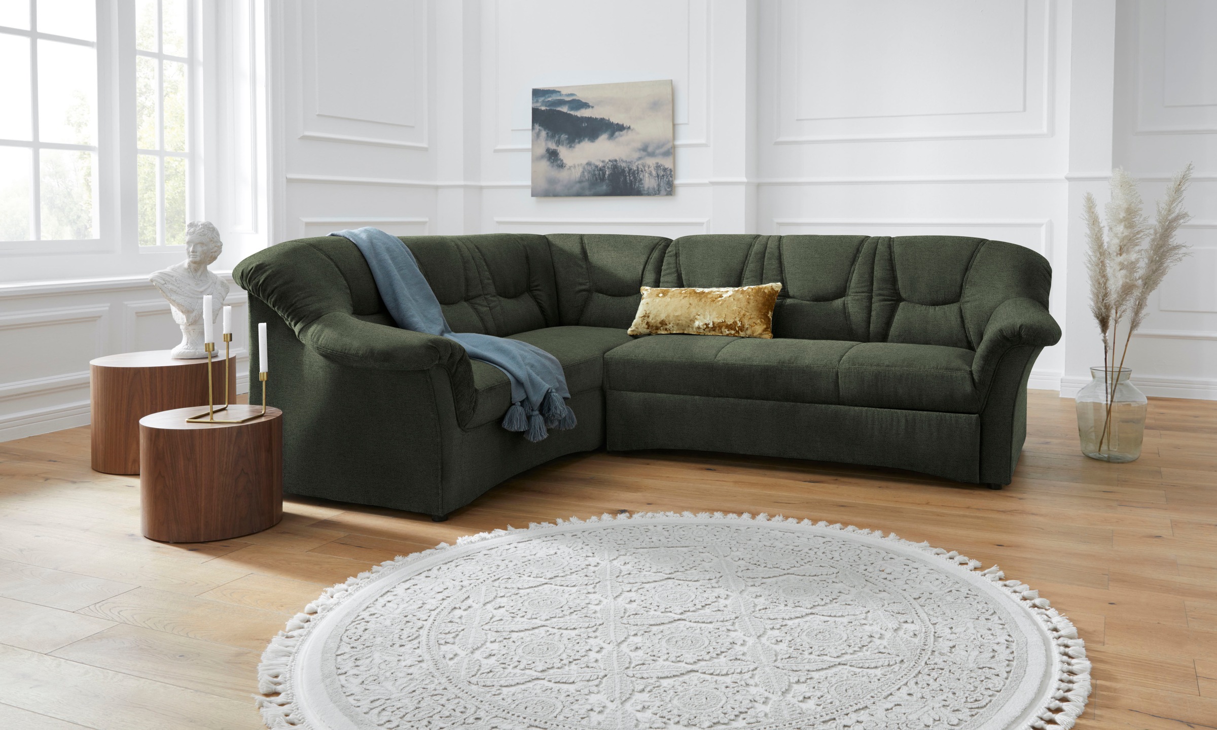 DOMO collection 1100000002199 "SARAFINA 240x190 cm, auch mit Federkern für mehr Sitzkomfort" whlw. mit Bettfunktion, elegantes Design, L-Form