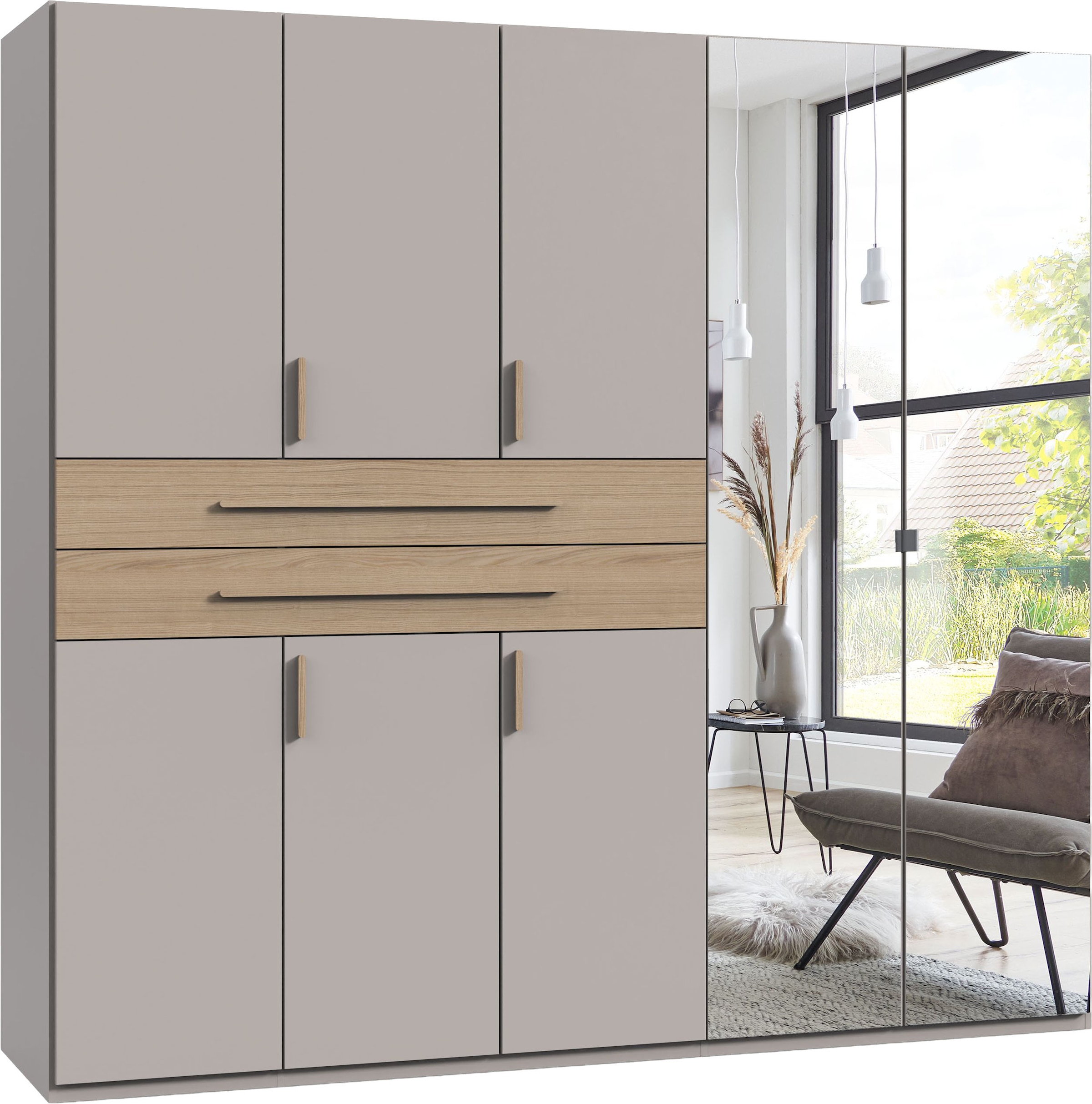 Wimex "Digit Kleiderschrank wahlweise mit oder ohne Spiegel" Schlafzimmer Schrank Bestseller im modernem Design, erhältlich in den Breiten 225cm oder 270cm (mit 8 oder 10 Türen)