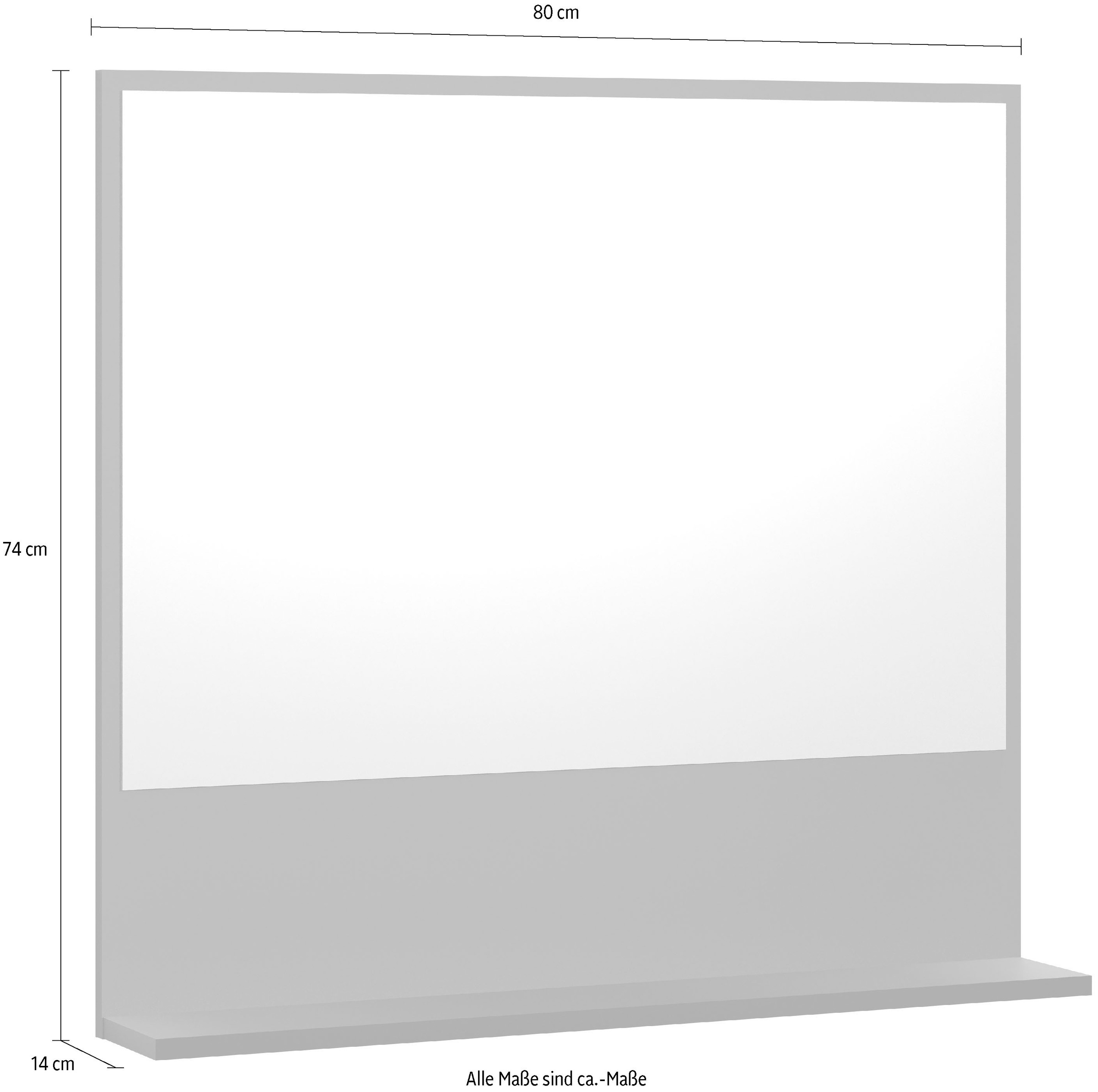 welltime Badspiegel »Amrum« Wandspiegel mit Ablage - (B/T/H) wahlweise 60 bis 80/14/74 cm