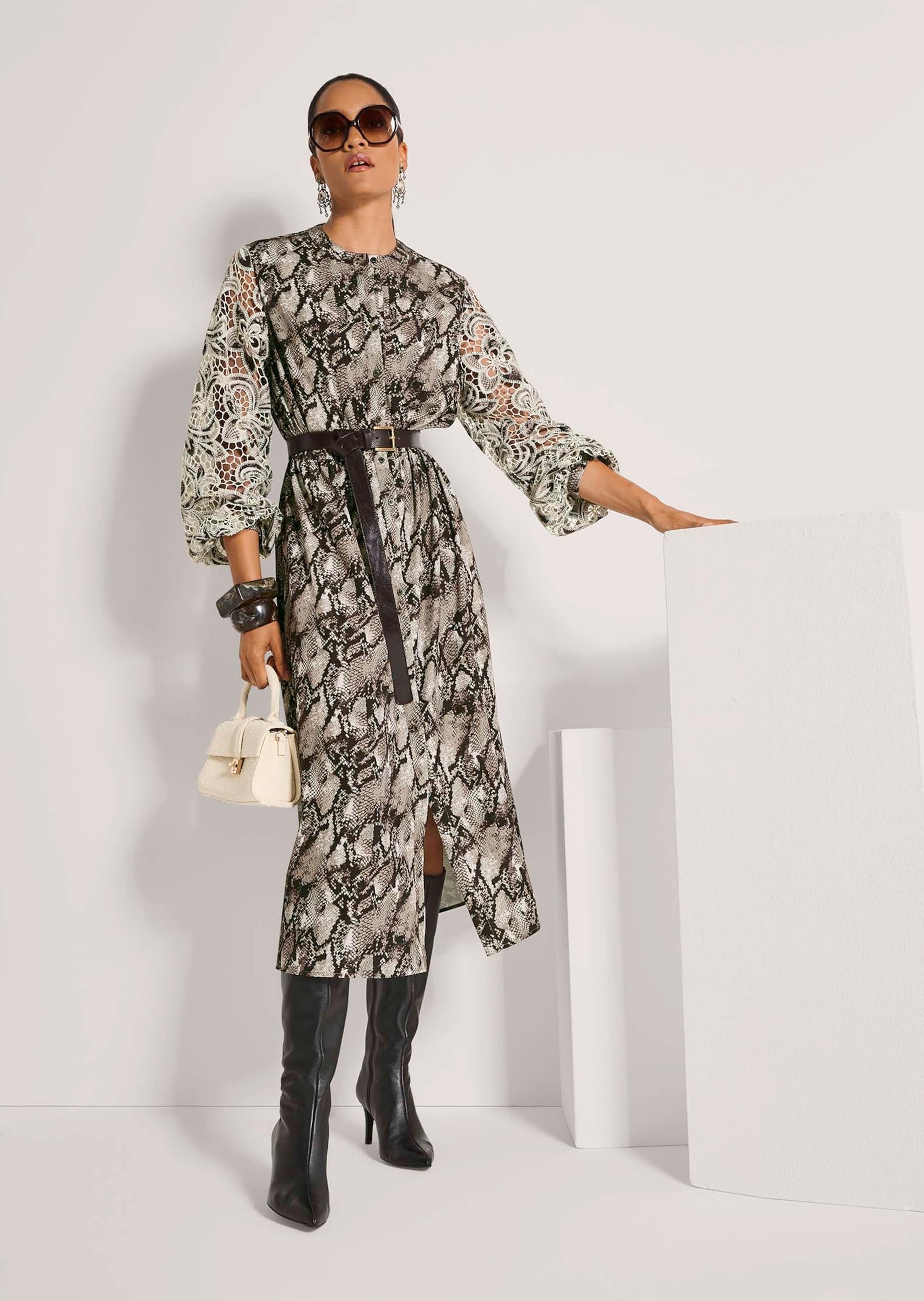 MADELEINE Midikleid »Kleid Kleid mit Schlangen-Druck« Ohne Tasche