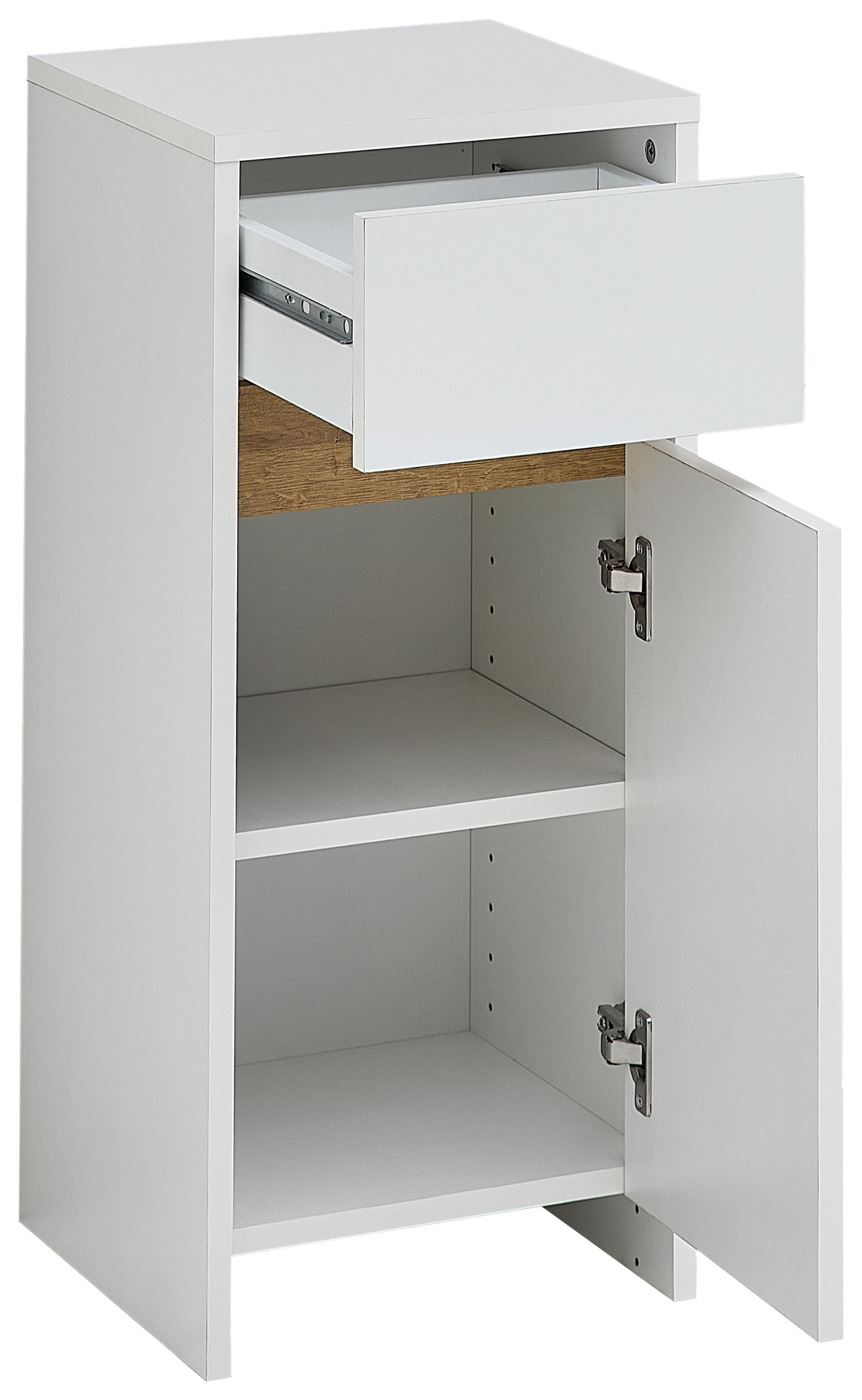 Saphir Badmöbel-Set »Badmöbel-Set Quickset 100, Waschbeckenunterschrank mit Spiegelschrank«, (4 St.), Badezimmer-Set mit Unterschrank und Hängeschrank Perl-Weiß
