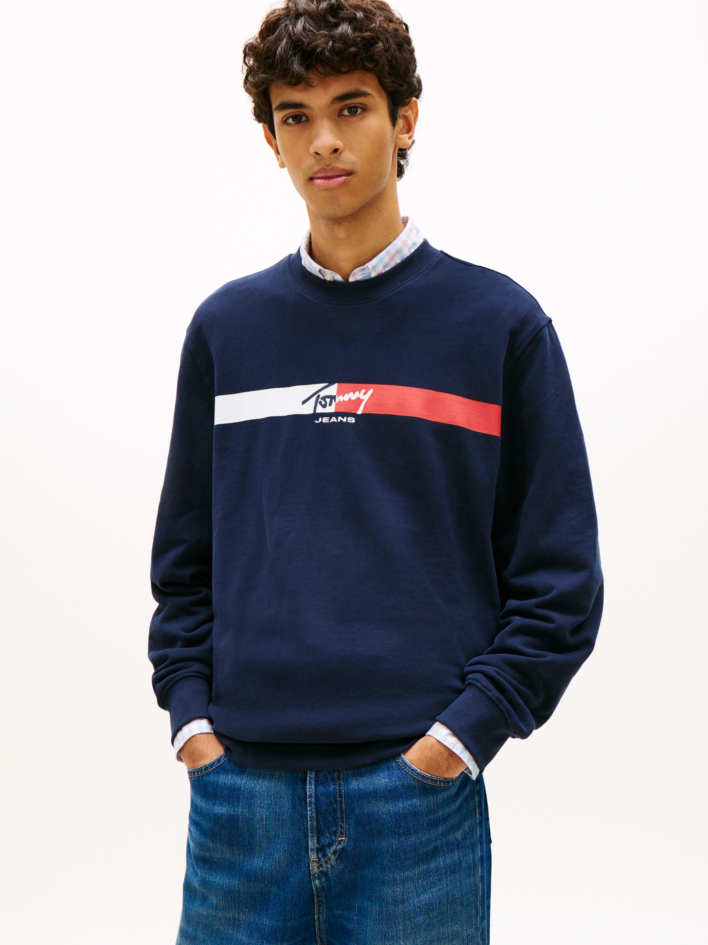 Tommy Jeans Sweatshirt "TJM REGULAR SIGN STRIPE", Regular fit mit Markenpri günstig online kaufen