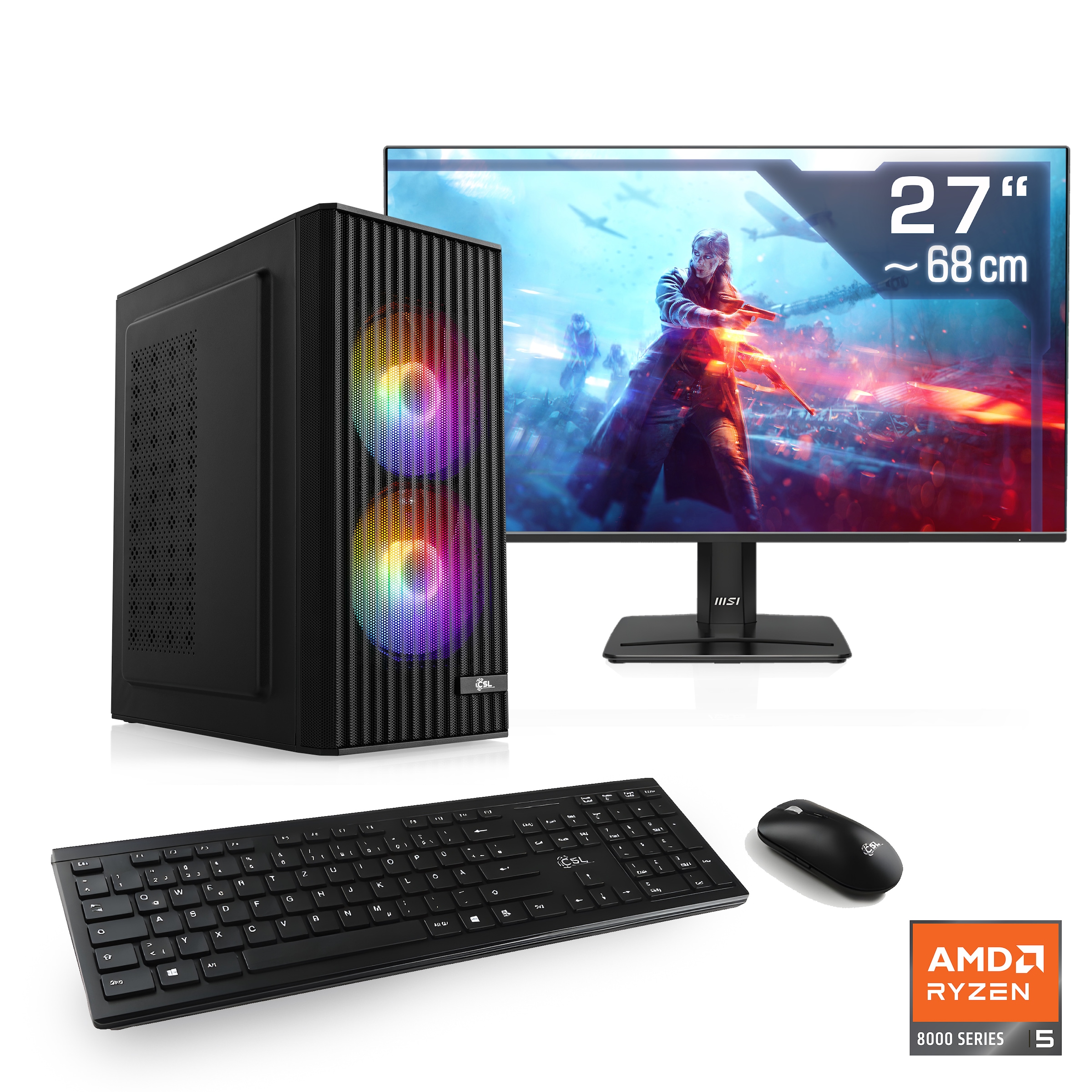 CSL PC-Komplettsystem »Spectrum V25277W« 27 ″ AMD Ryzen 5 GeForce RTX 3050 16 GB RAM 1.000 GB SSD