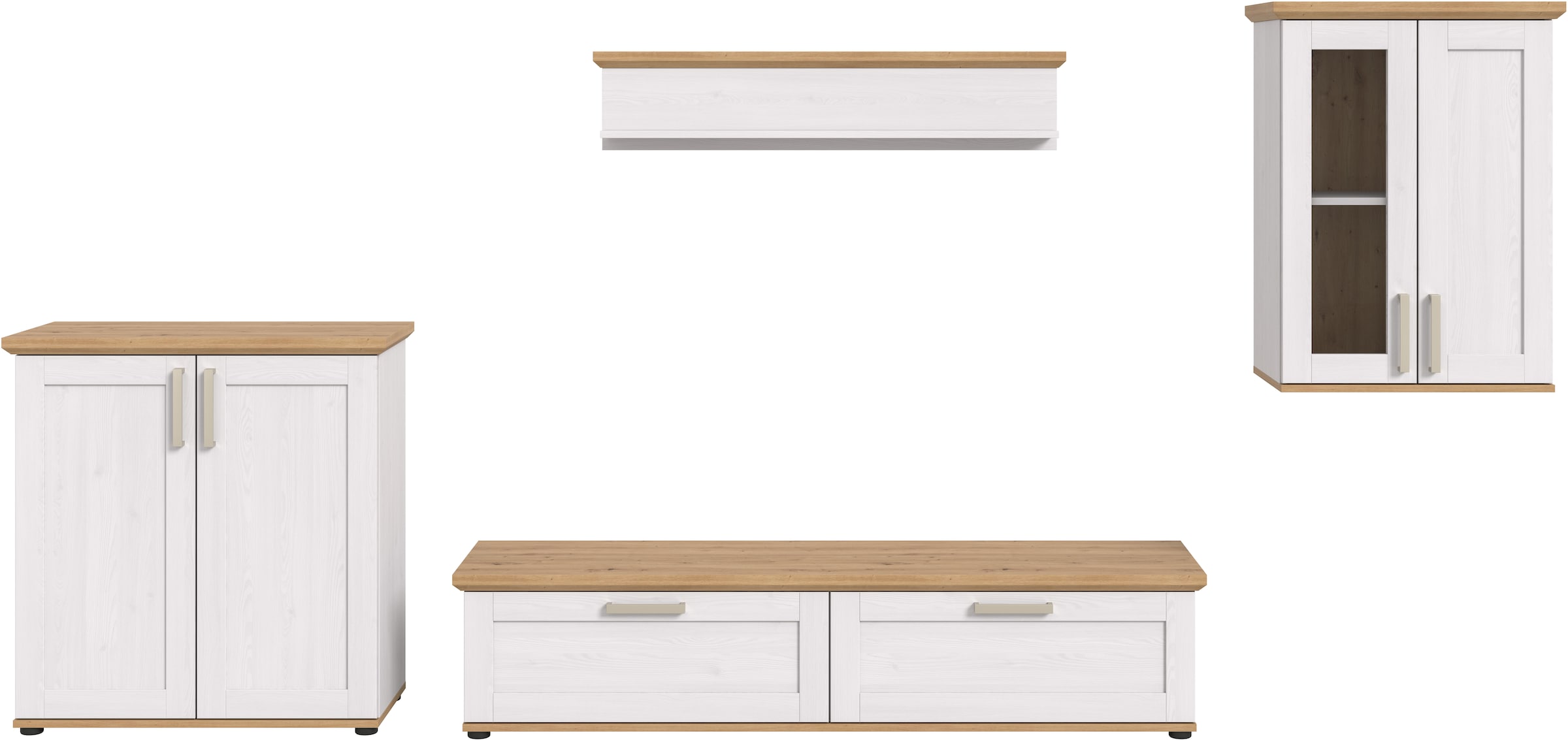 Home affaire Wohnwand »Cosenza«, (Set, 4 St.), Cosenza, Breite: 336 cm,Vitrine,Highboard,Lowboard, Wandboard