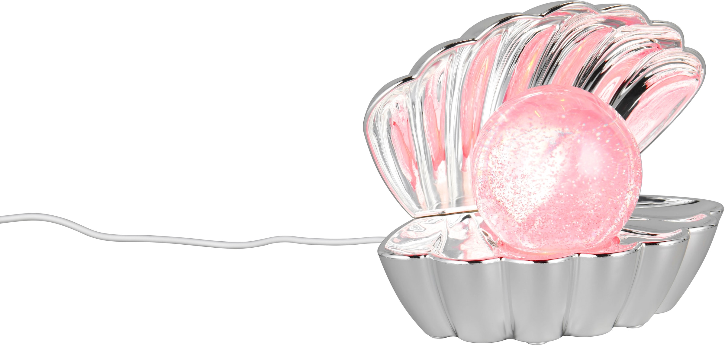 REALITY Leuchten LED Tischleuchte »SHELLY, Deko Tischlampe in Muschelform mit RGB Farbwechsel, 0,8W 15Lm« LED-Board 1 Stk. RGB Muschel Tischlampe mit Glitzerkugel und Farbwechsel inkl USB-Ladekabel