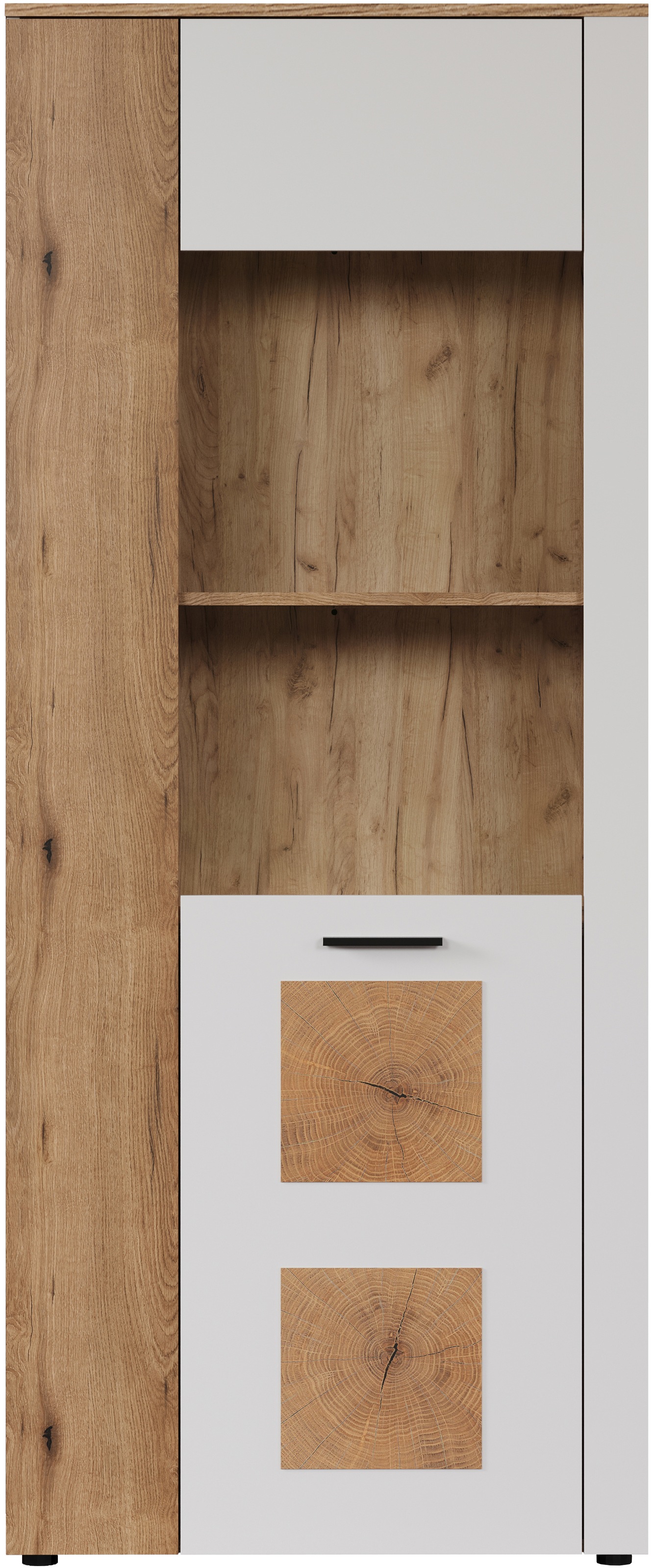 INOSIGN Standvitrine "Linz" 1 Stk. tlg. Wohnzimmervitrine in Weiß/Eiche mit günstig online kaufen
