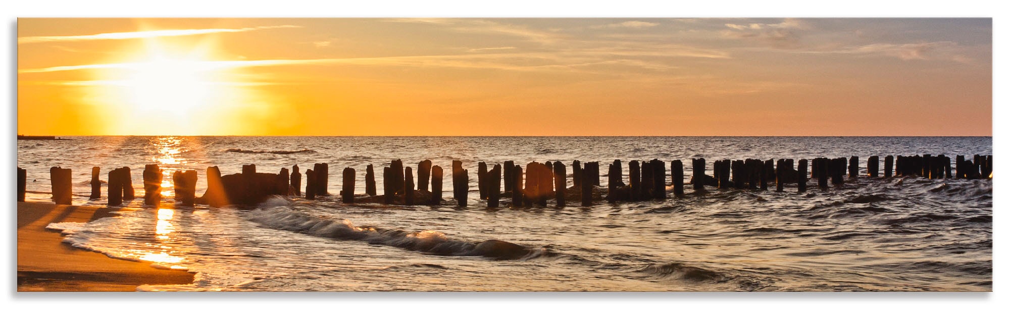Artland Küchenrückwand »Schöner Sonnenuntergang am Strand«, (1 tlg.), Alu Spritzschutz mit Klebeband, einfache Montage