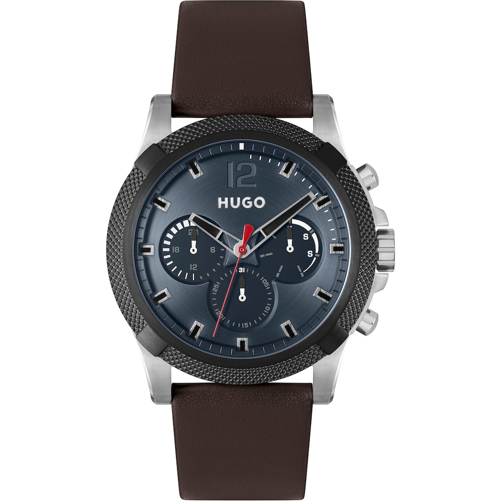 HUGO Multifunktionsuhr »#IMPRESS - FOR HIM, 1530294«, Quarzuhr, Armbanduhr, Herrenuhr, Datum, 12/24-Stunden-Anzeige