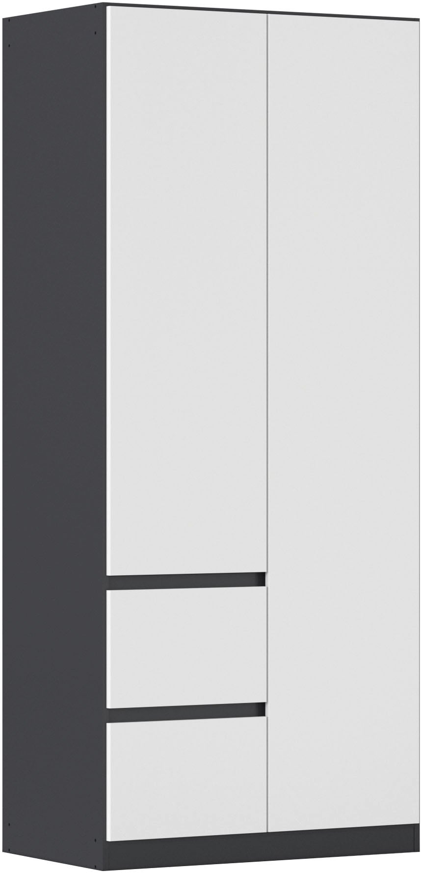 rauch Drehtürenschrank "Mehrzweckschrank Aktenschrank Mietswohnung Garderobe MAINZ 91cm breit" 3 verschiedene Ausstattungen BASIC/CLASSIC/PREMIUM (inkl. SOFT-CLOSE), grifflose Front, Türen mit Push-to-Open Funktion MADE IN GERMANY