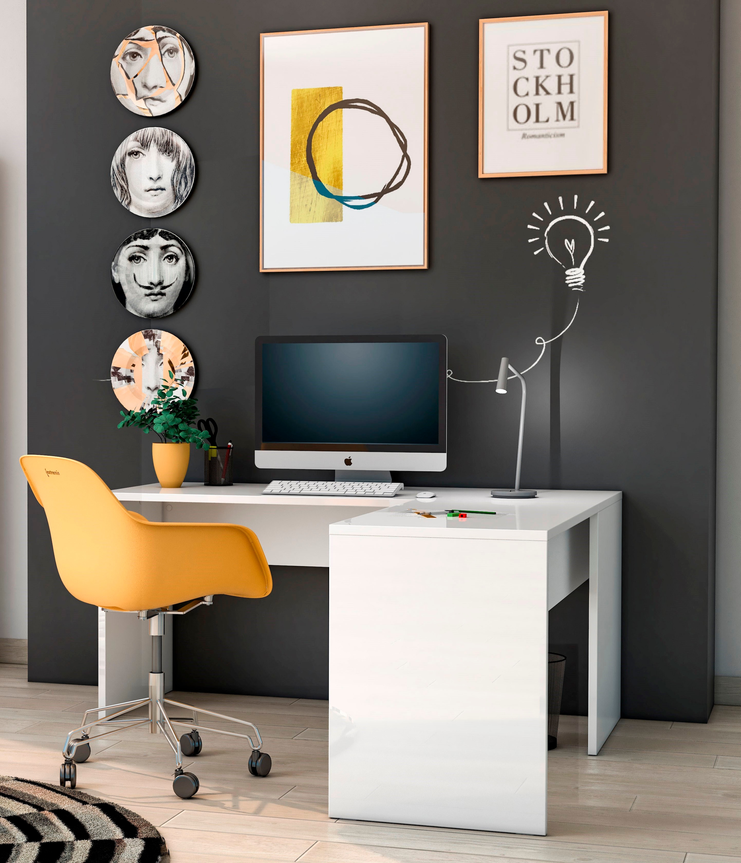 Hochglanz kaufen modernes Schreibtisch | INOSIGN BAUR »Dame«, Design