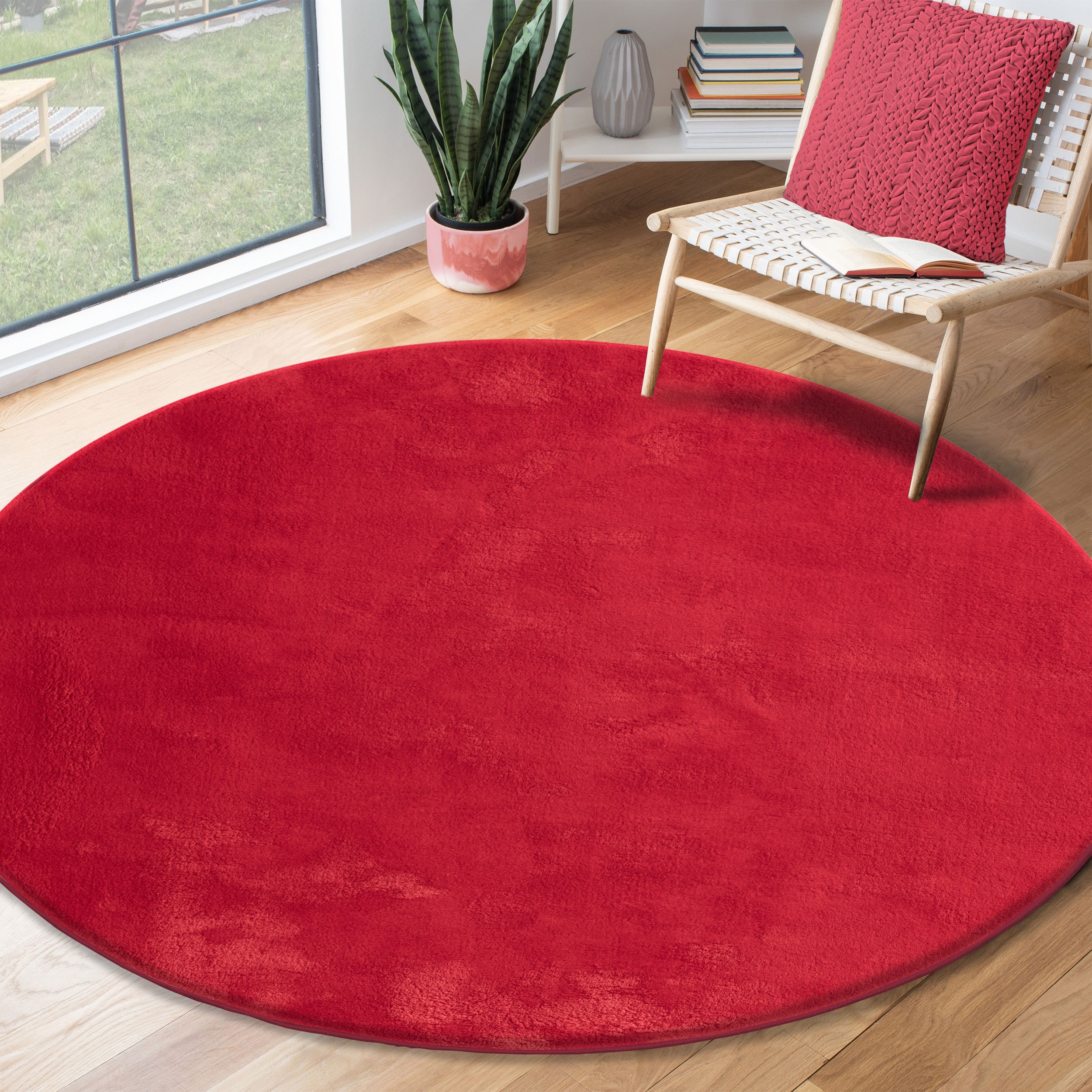 the carpet Teppich "kuschelig & Super Soft, Anti-Rutsch Unterseite," rund 16 mm Höhe Waschbar bis 30 Grad, Felloptik, Wohnzimmer Teppich, Kundenliebling