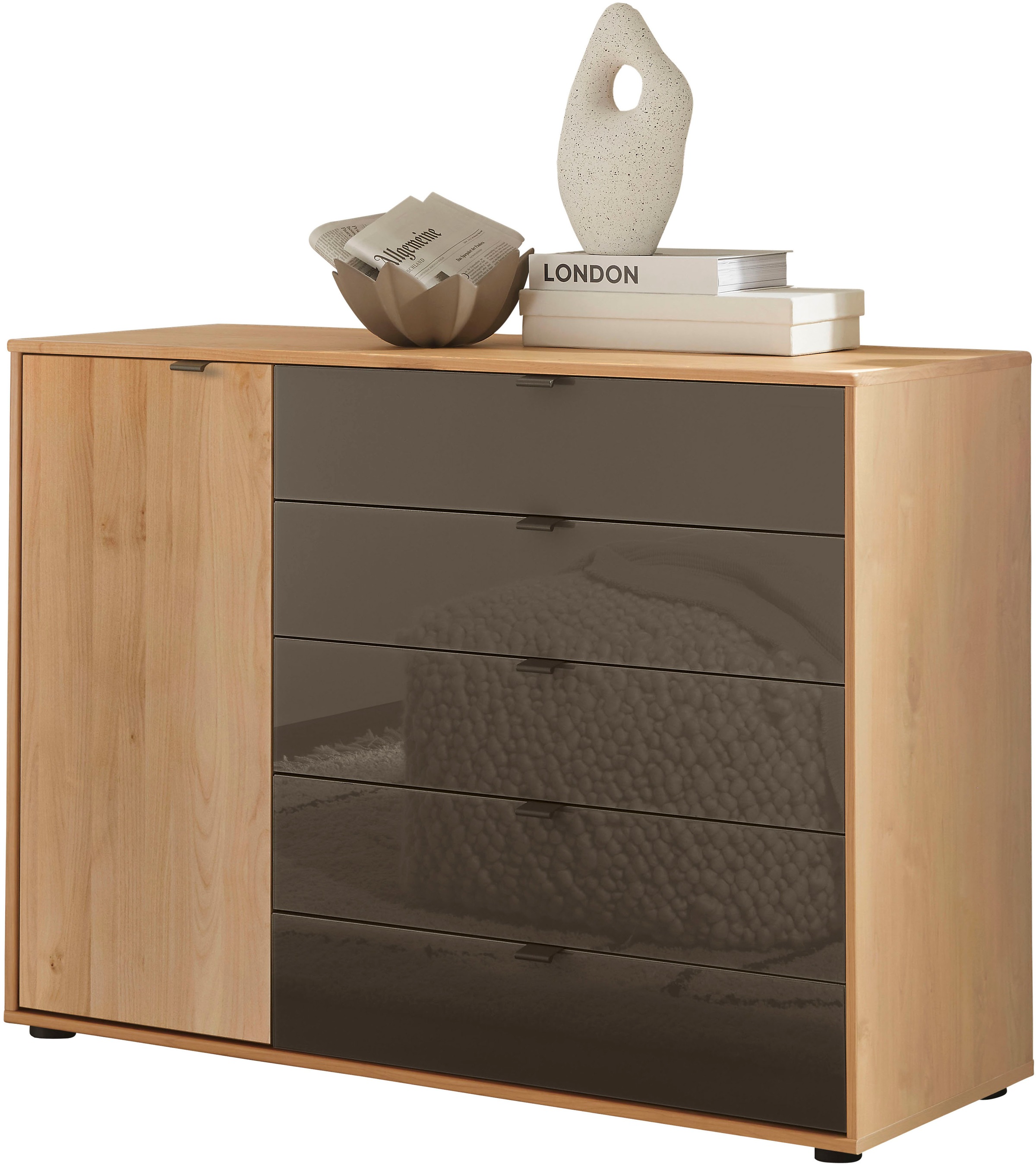 WIEMANN "Cardiff Sideboard, Wäscheschrank, teilmassiv Erle, mit Schubladen" Kommode 120x86x43 cm, braun, mit Dämpfung, MADE IN GERMANY, verschiedenen Ausführungen, inklusive Einlegeboden